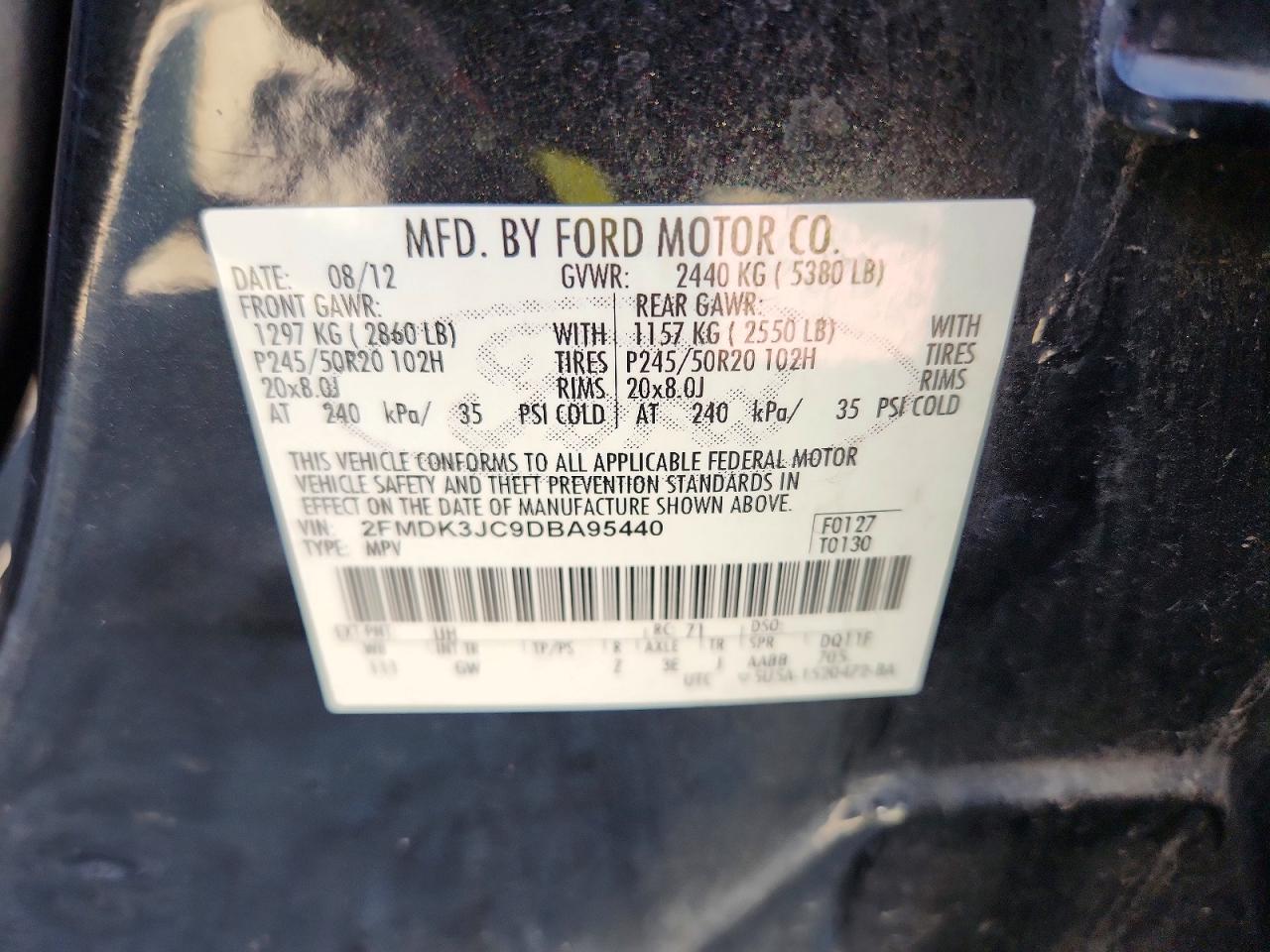 2013 Ford Edge Sel Black vin: 2FMDK3JC9DBA95440