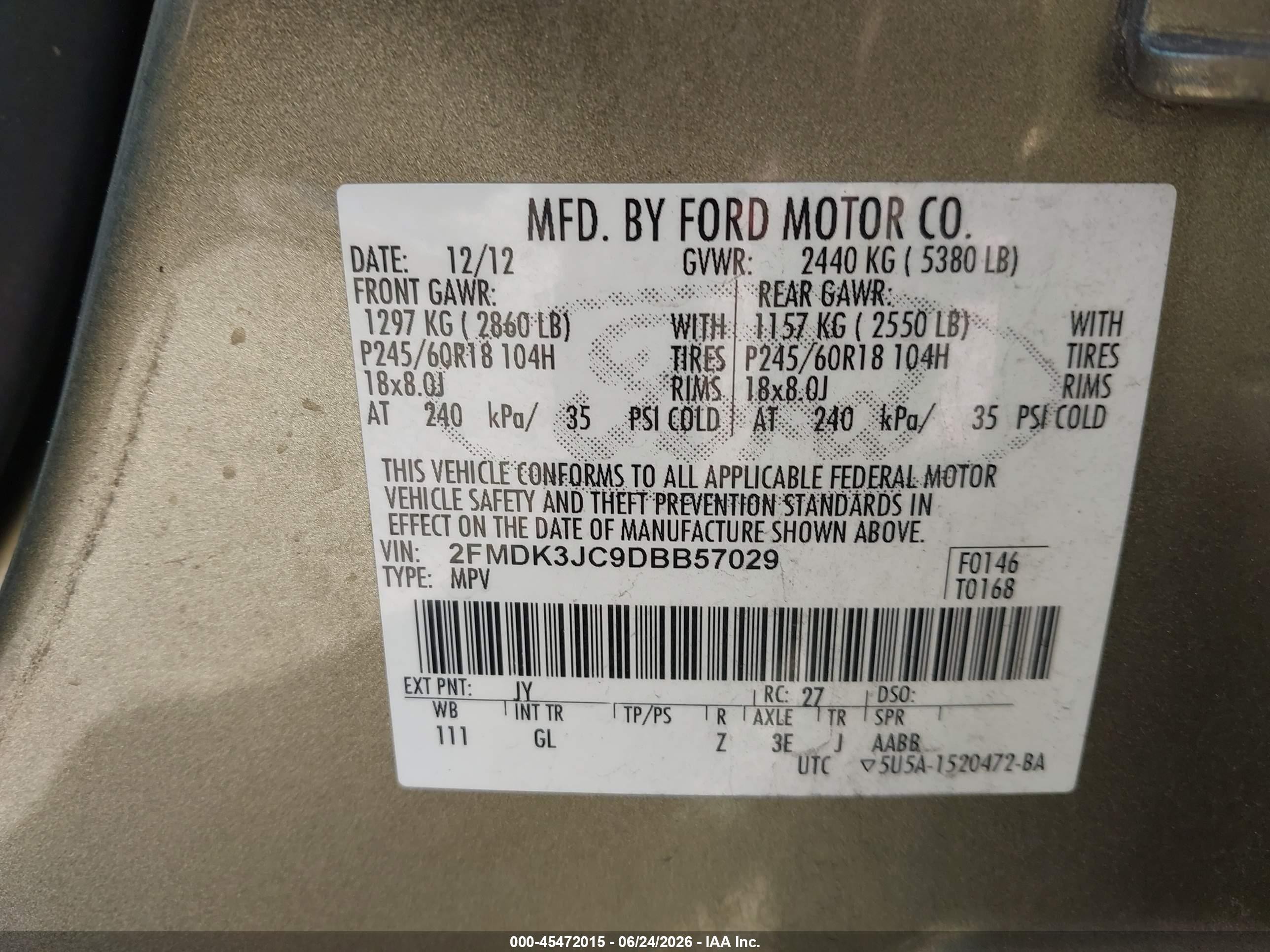 2013 Ford Edge Sel Brown vin: 2FMDK3JC9DBB57029