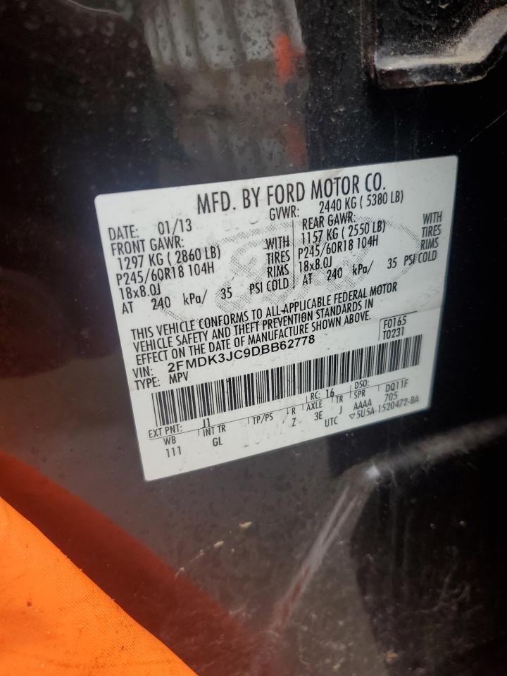 2013 Ford Edge Sel Black vin: 2FMDK3JC9DBB62778