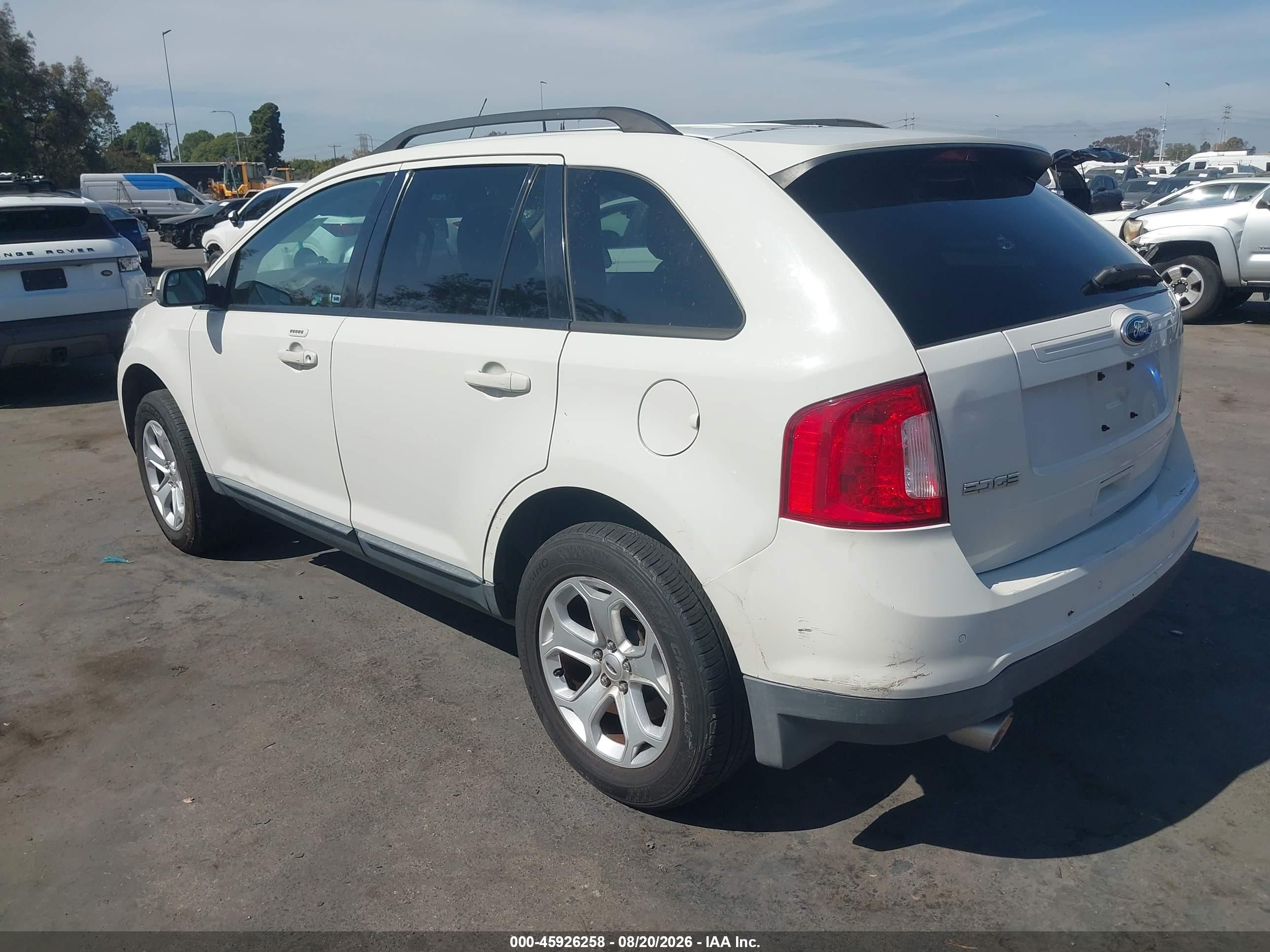 2013 Ford Edge Sel White vin: 2FMDK3JC9DBC26172