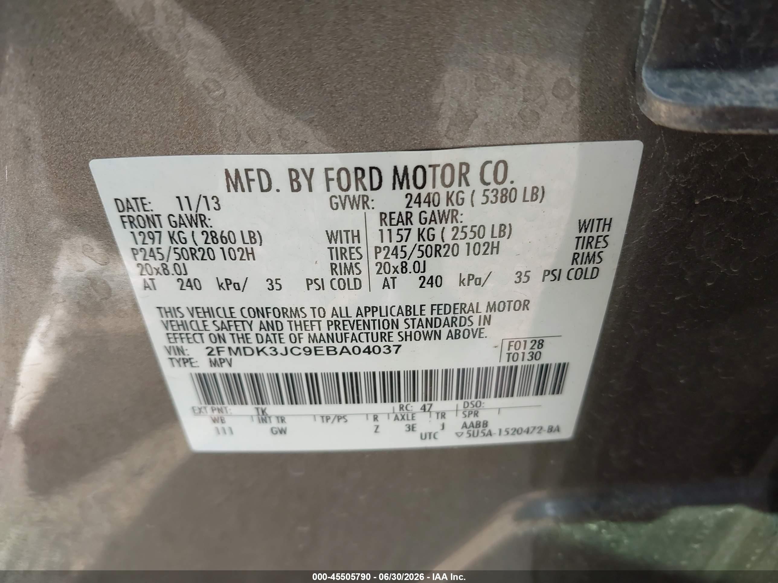 2014 Ford Edge Sel Brown vin: 2FMDK3JC9EBA04037