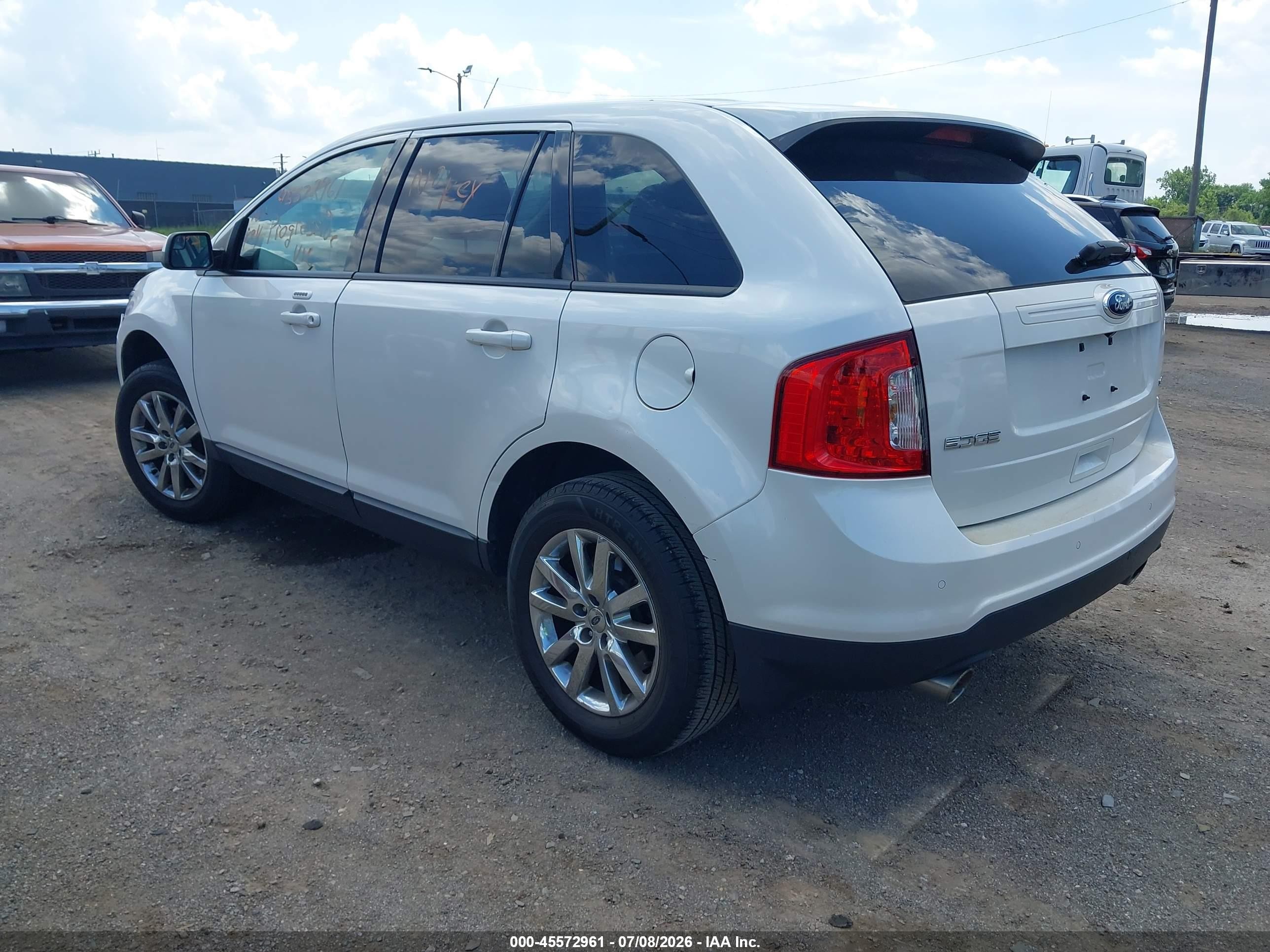 2014 Ford Edge Sel White vin: 2FMDK3JC9EBB37199