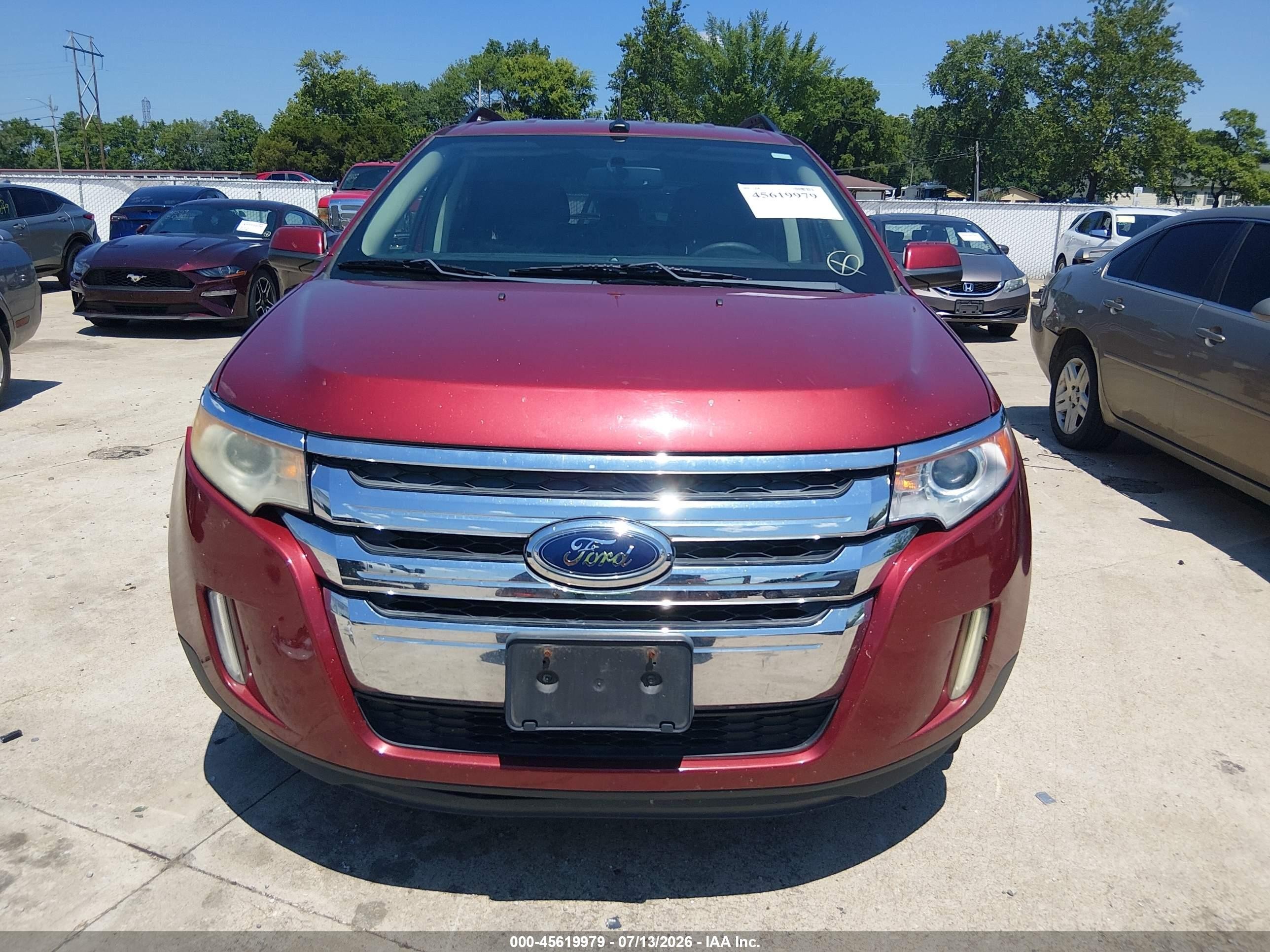 2013 Ford Edge Sel Burgundy vin: 2FMDK3JCXDBB78374