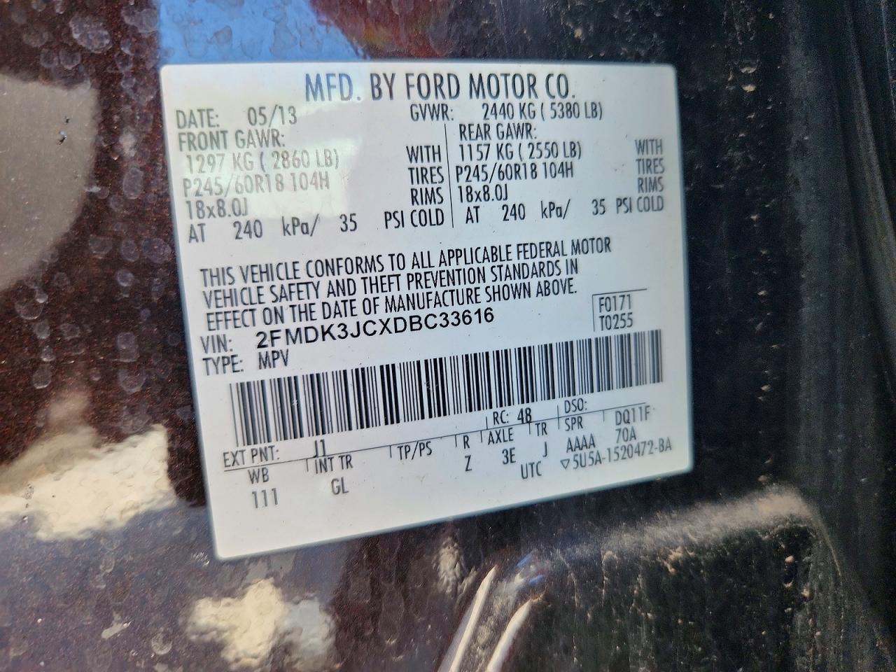 2013 Ford Edge Sel Black vin: 2FMDK3JCXDBC33616