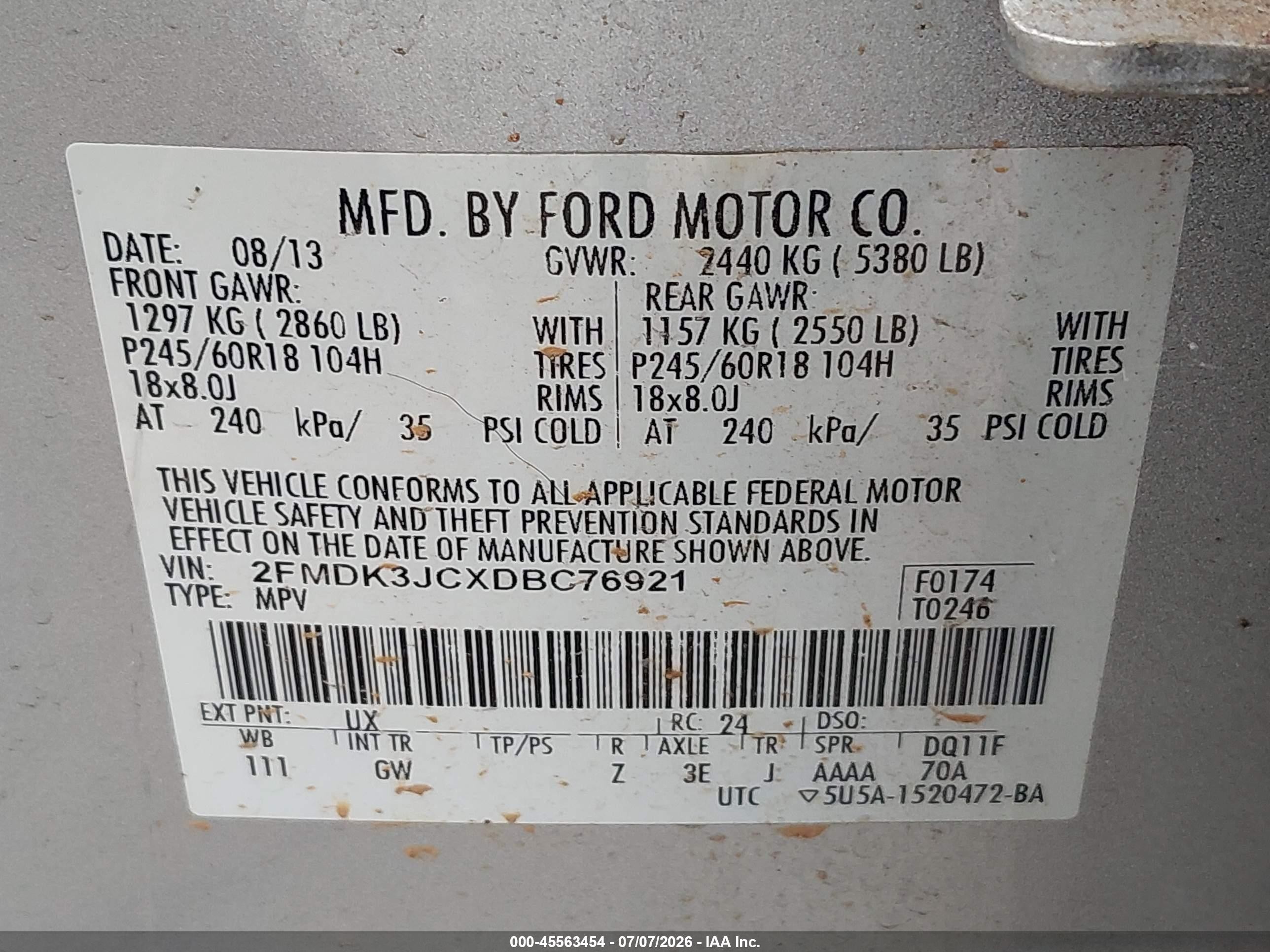 2013 Ford Edge Sel Silver vin: 2FMDK3JCXDBC76921