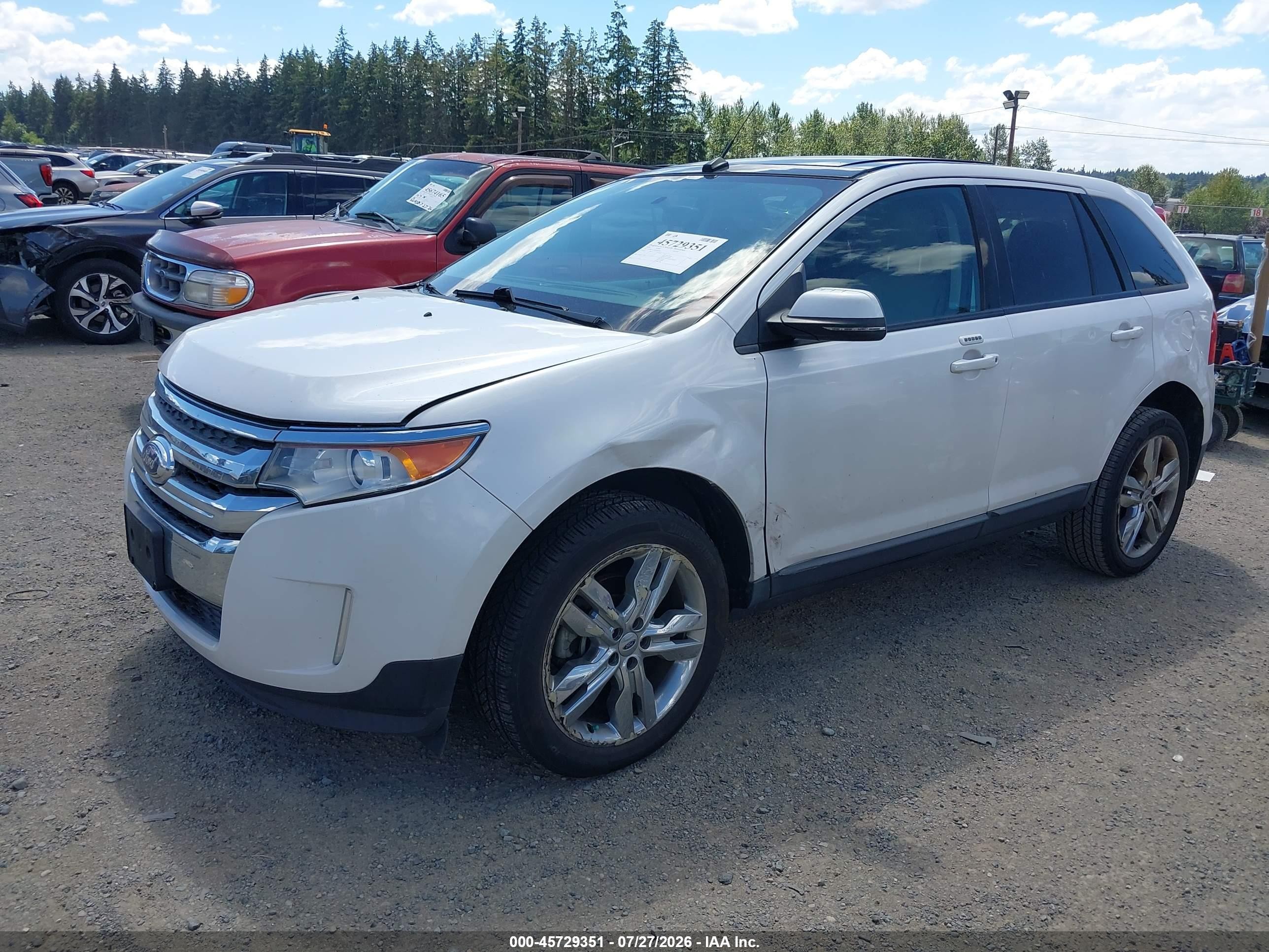 2014 Ford Edge Sel White vin: 2FMDK3JCXEBA50508