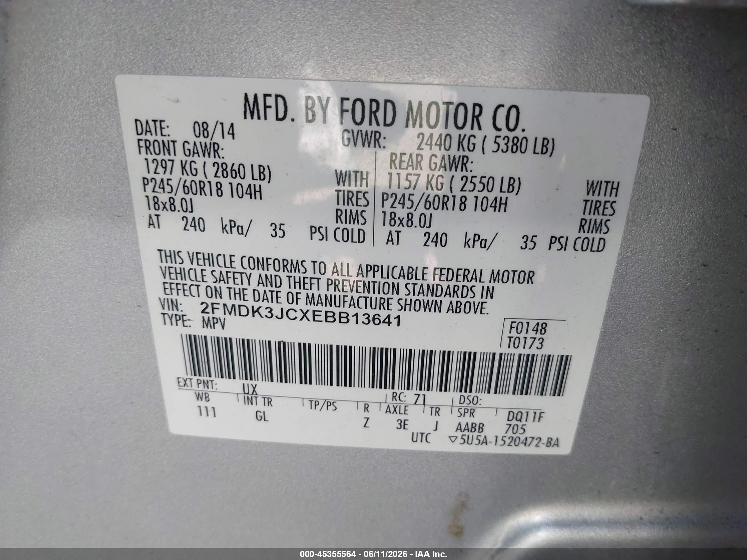 2014 Ford Edge Sel Silver vin: 2FMDK3JCXEBB13641