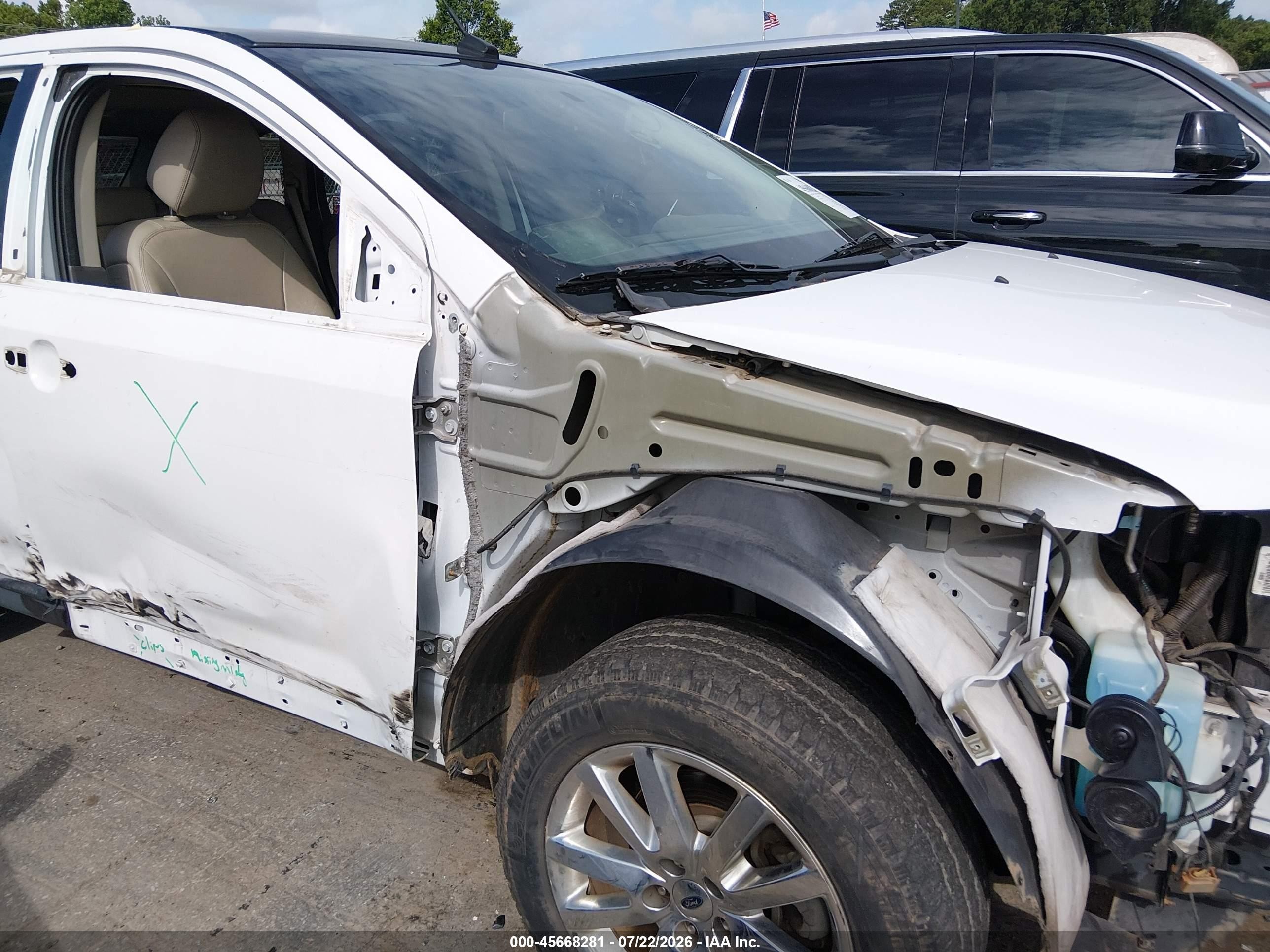 2014 Ford Edge Sel White vin: 2FMDK3JCXEBB21755
