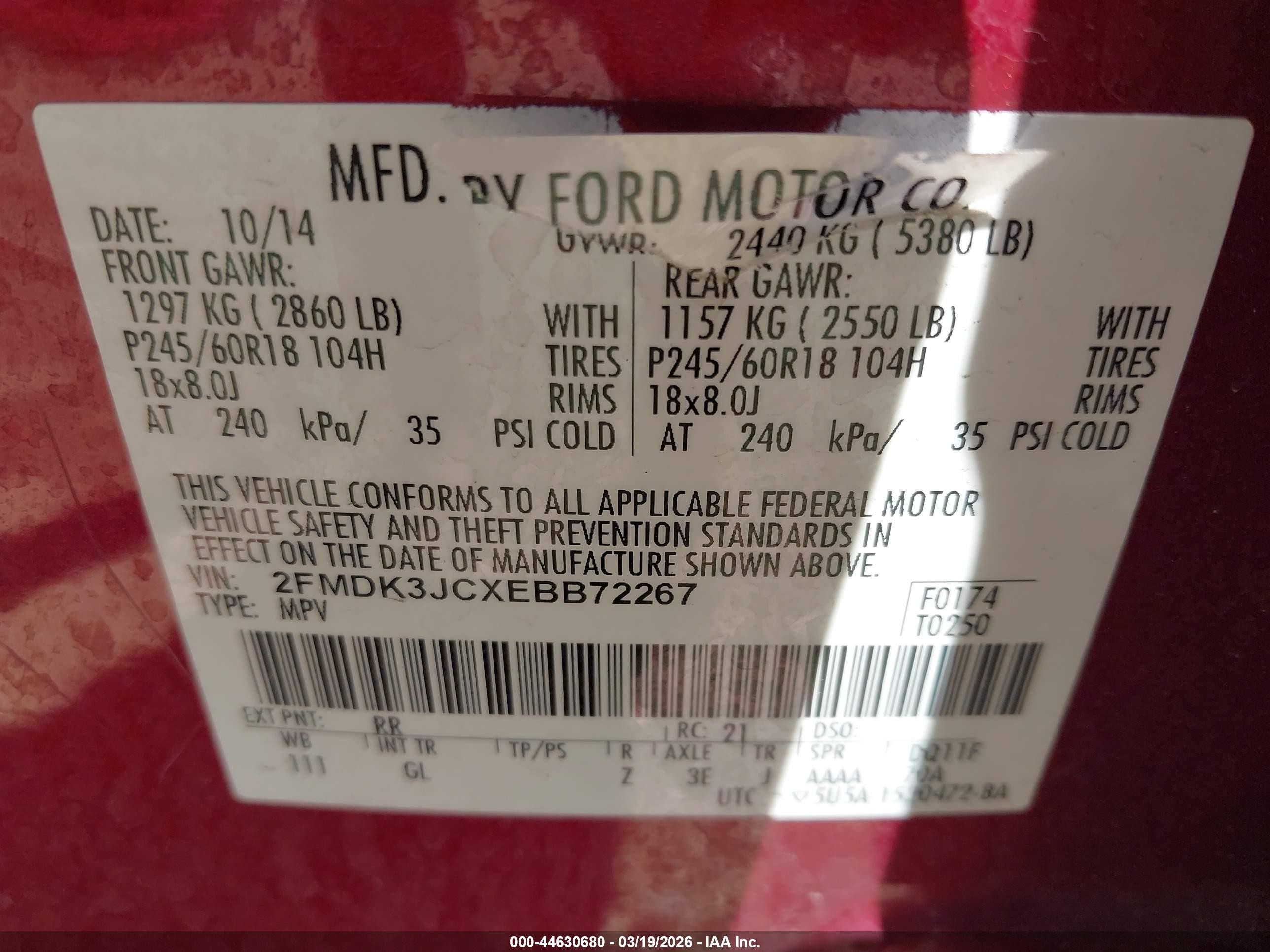 2014 Ford Edge Sel Красный vin: 2FMDK3JCXEBB72267