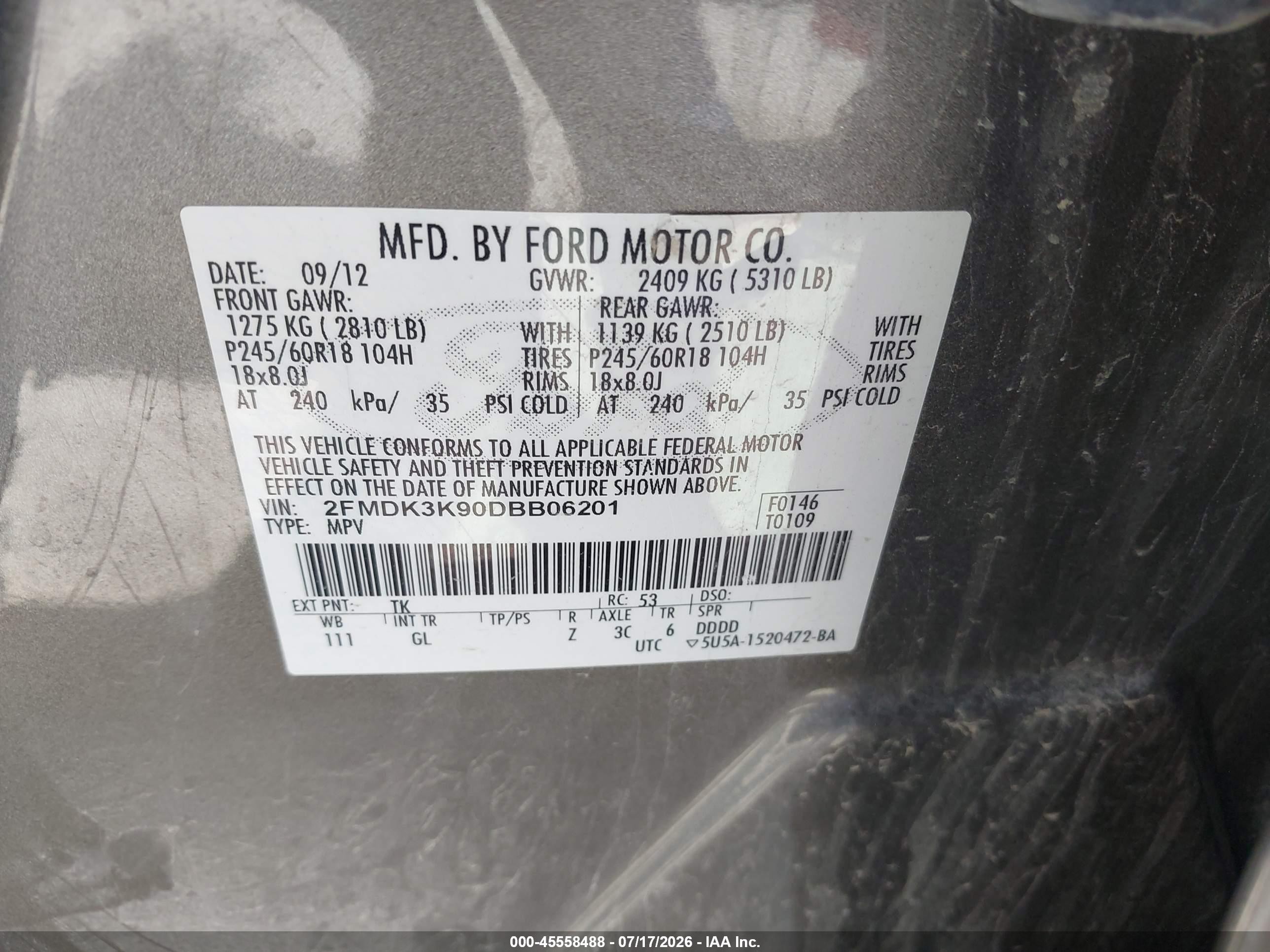 2013 Ford Edge Limited Gray vin: 2FMDK3K90DBB06201