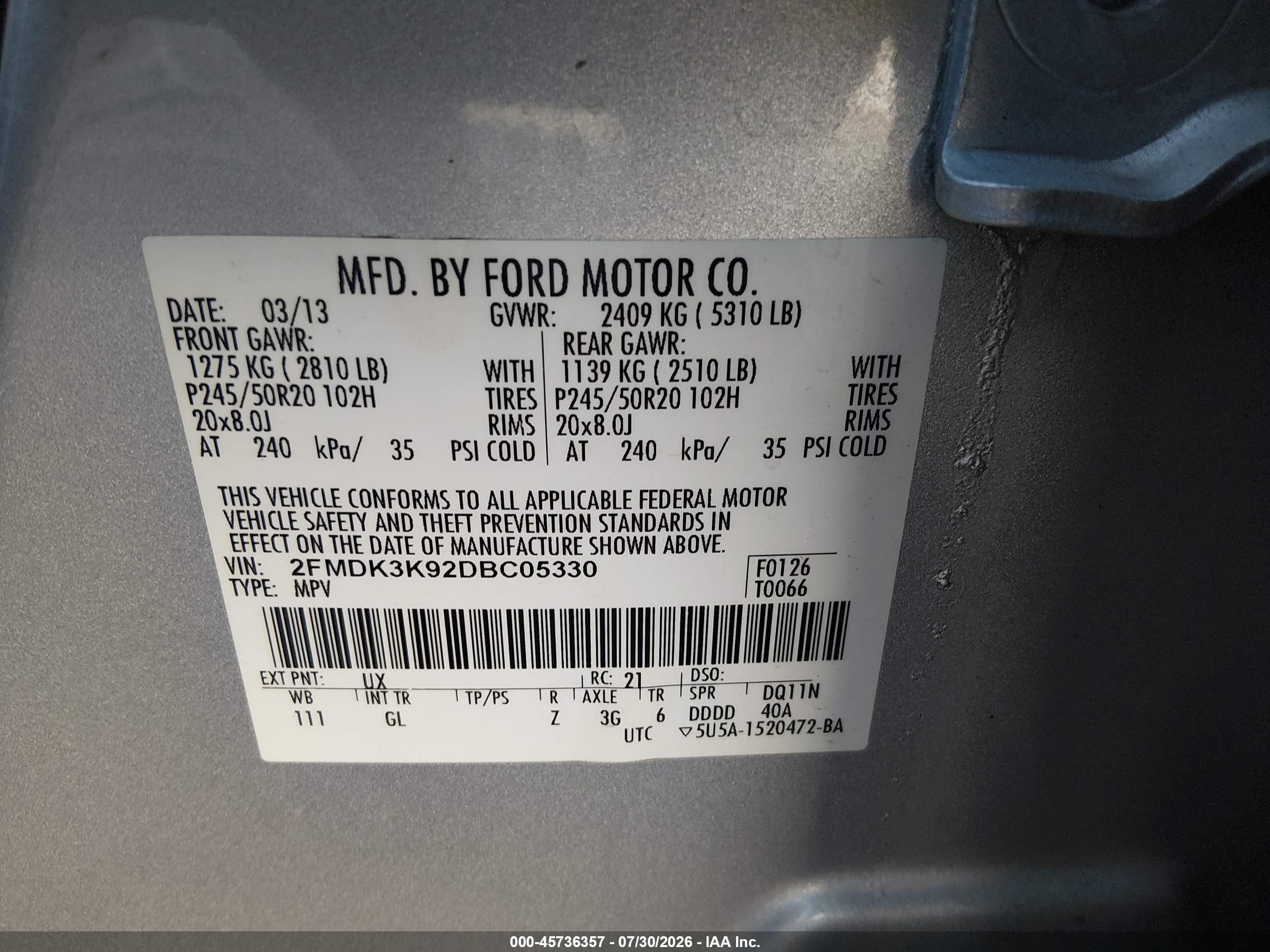 2013 Ford Edge Limited Silver vin: 2FMDK3K92DBC05330
