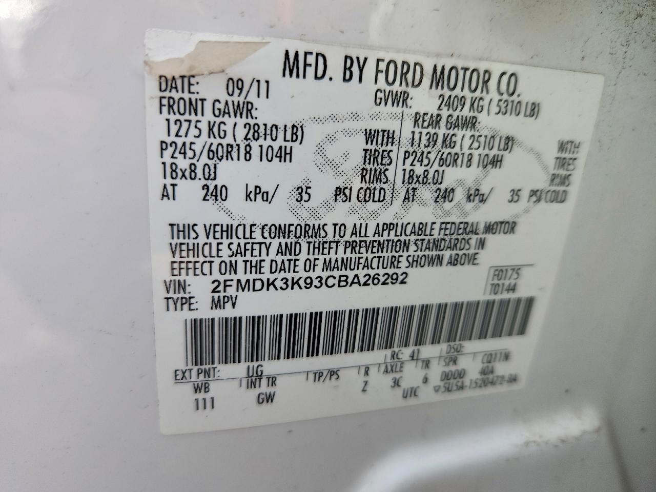 2012 Ford Edge Limited White vin: 2FMDK3K93CBA26292