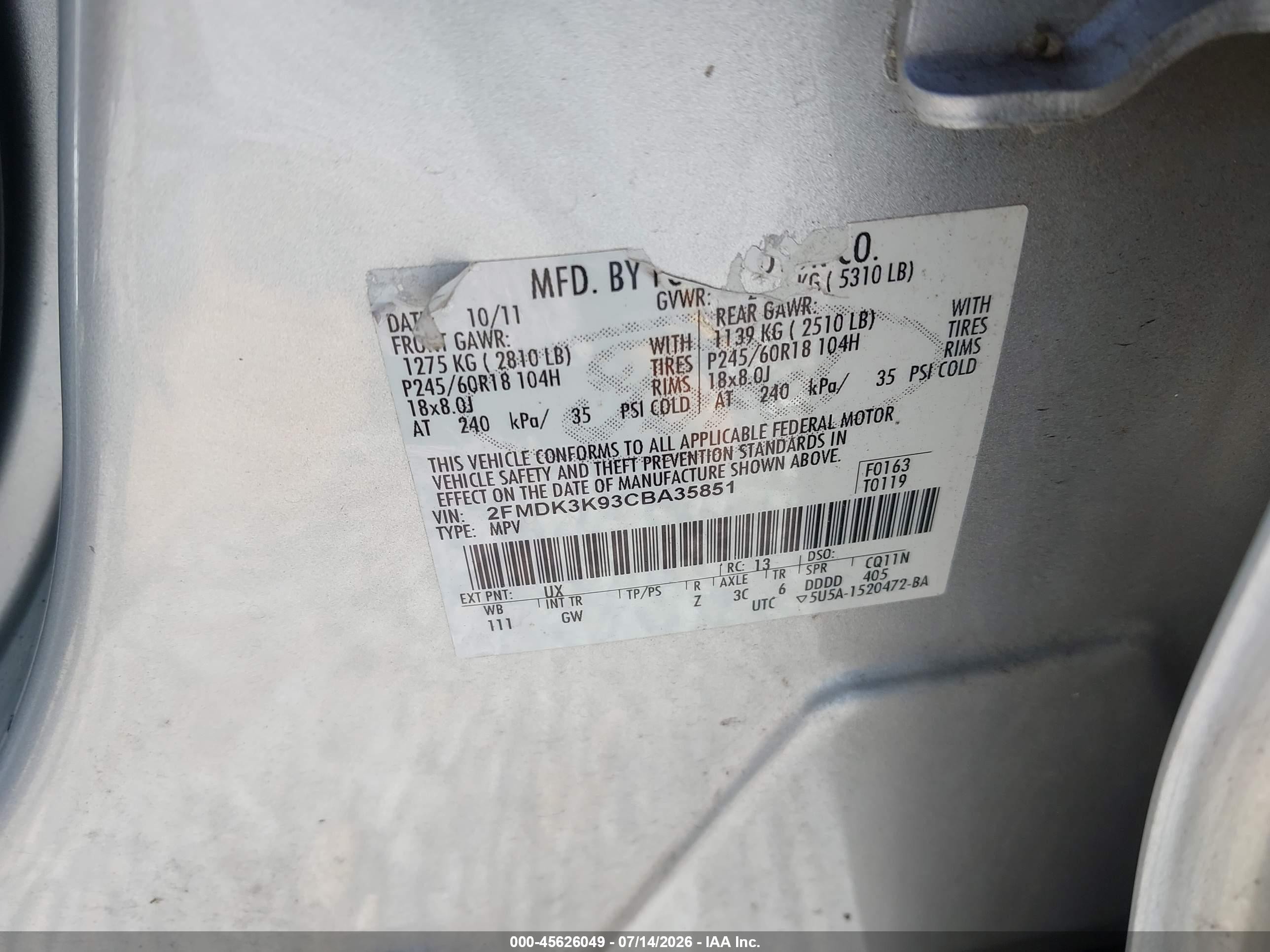 2012 Ford Edge Limited Silver vin: 2FMDK3K93CBA35851