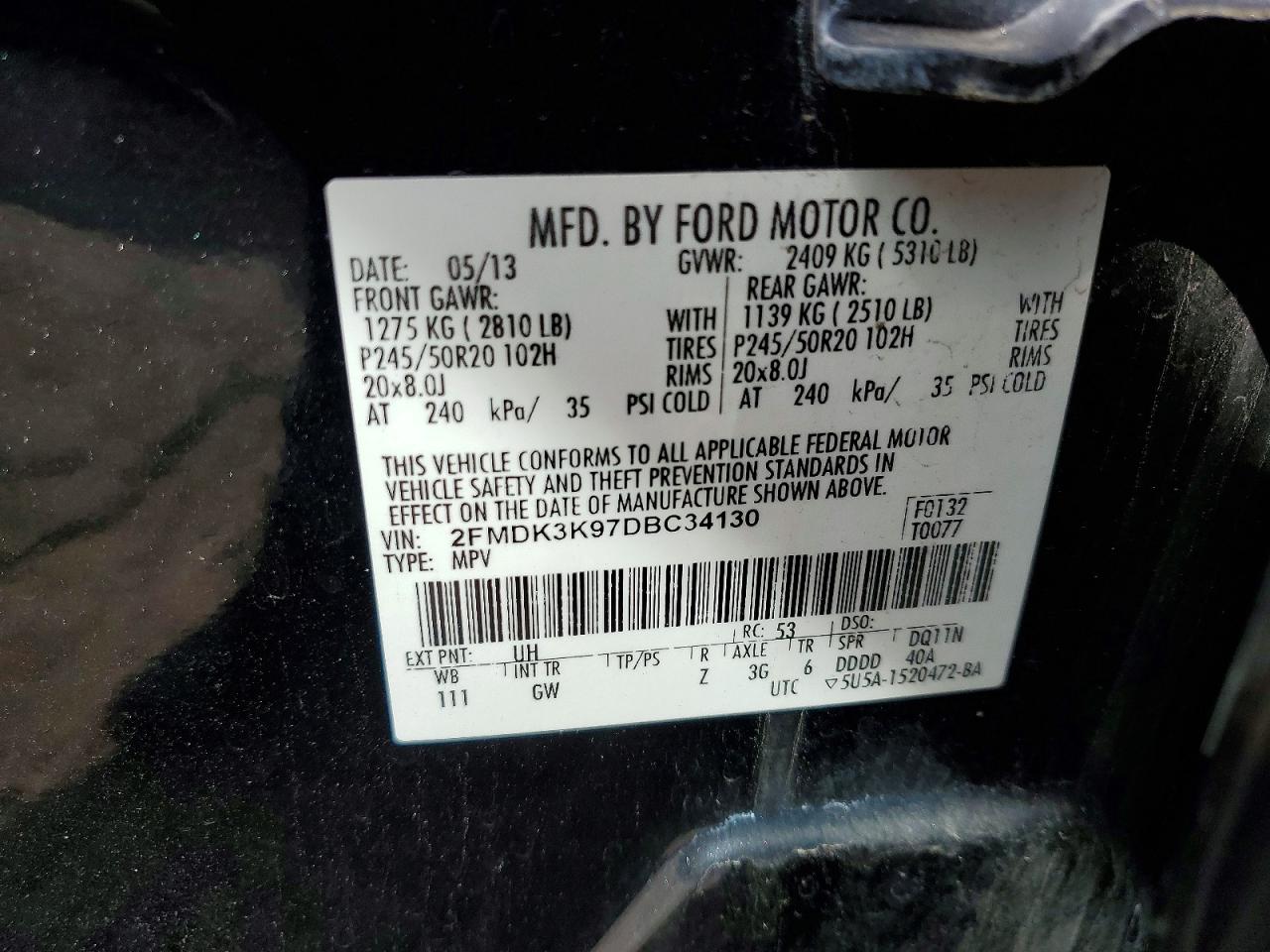 2013 Ford Edge Limited Black vin: 2FMDK3K97DBC34130