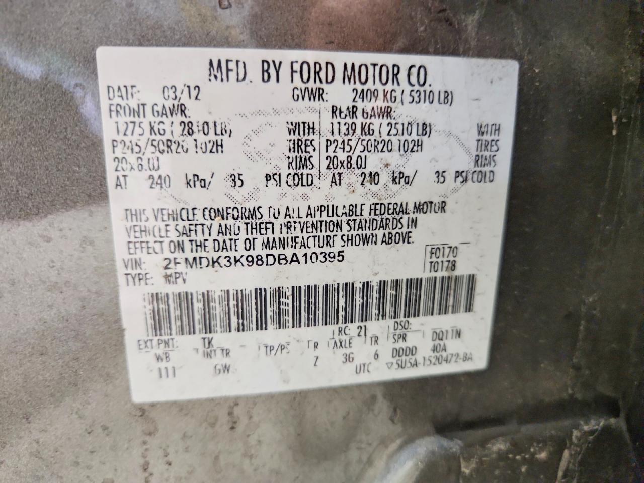 2013 Ford Edge Limited Gray vin: 2FMDK3K98DBA10395