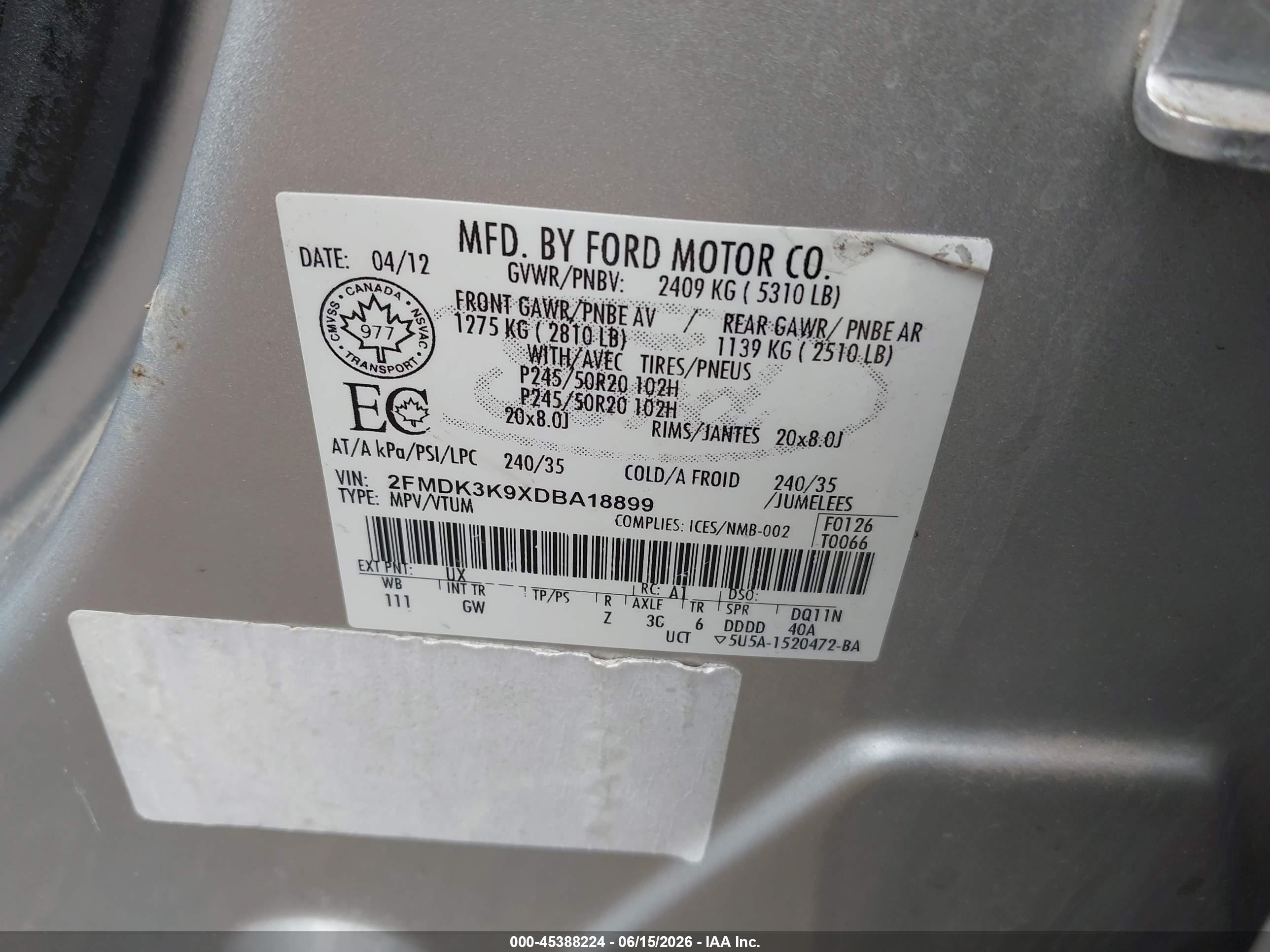 2013 Ford Edge Limited Silver vin: 2FMDK3K9XDBA18899