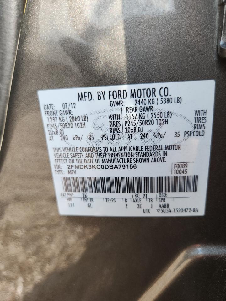 2013 Ford Edge Limited Tan vin: 2FMDK3KC0DBA79156