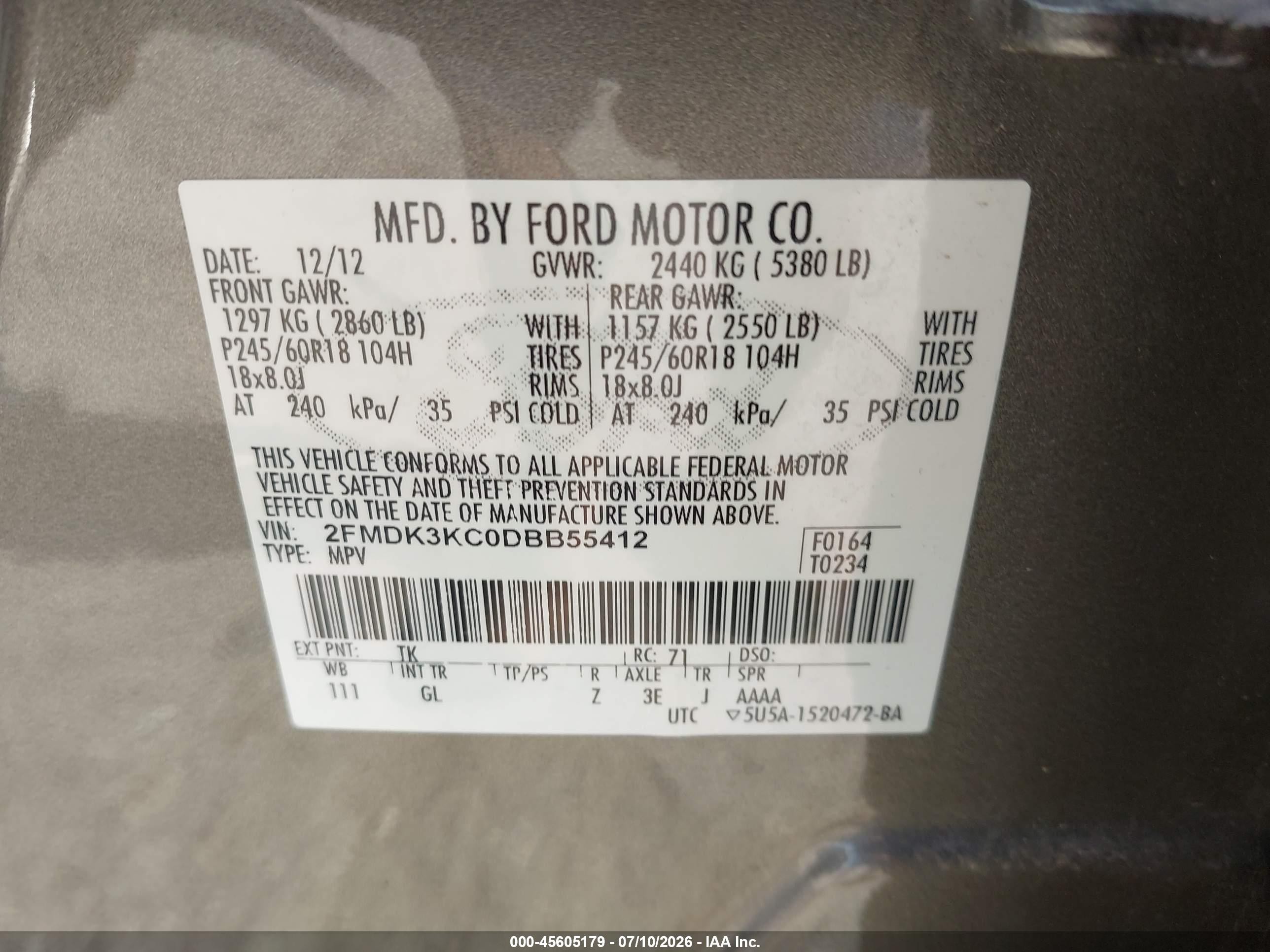 2013 Ford Edge Limited Gold vin: 2FMDK3KC0DBB55412