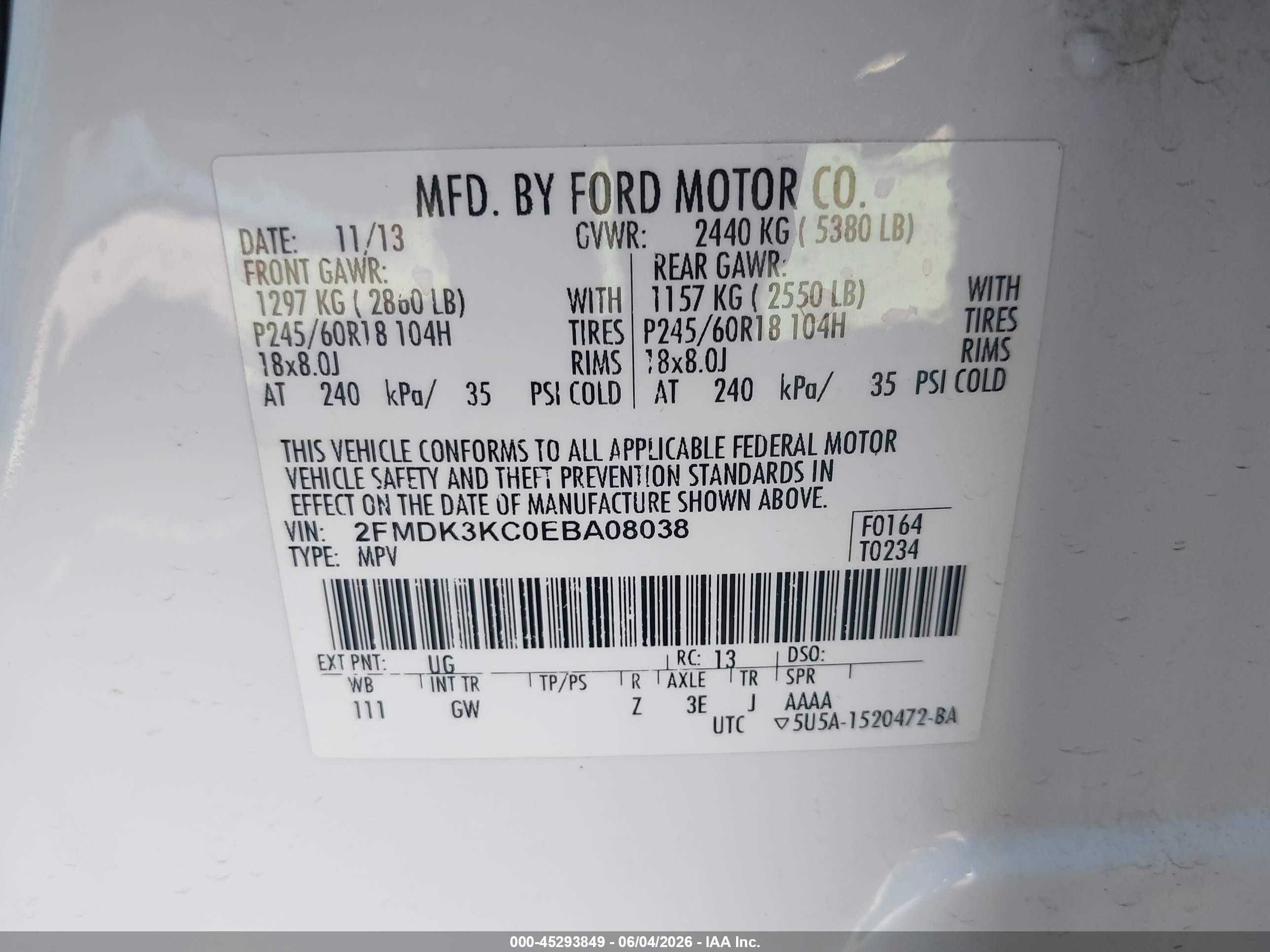 2014 Ford Edge Limited White vin: 2FMDK3KC0EBA08038