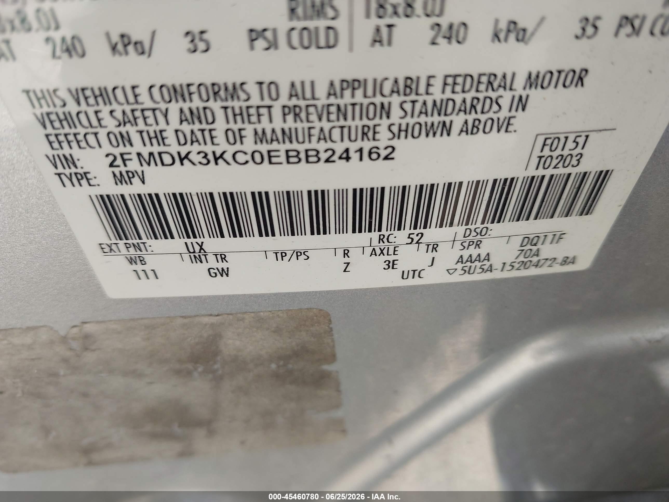 2014 Ford Edge Limited Silver vin: 2FMDK3KC0EBB24162