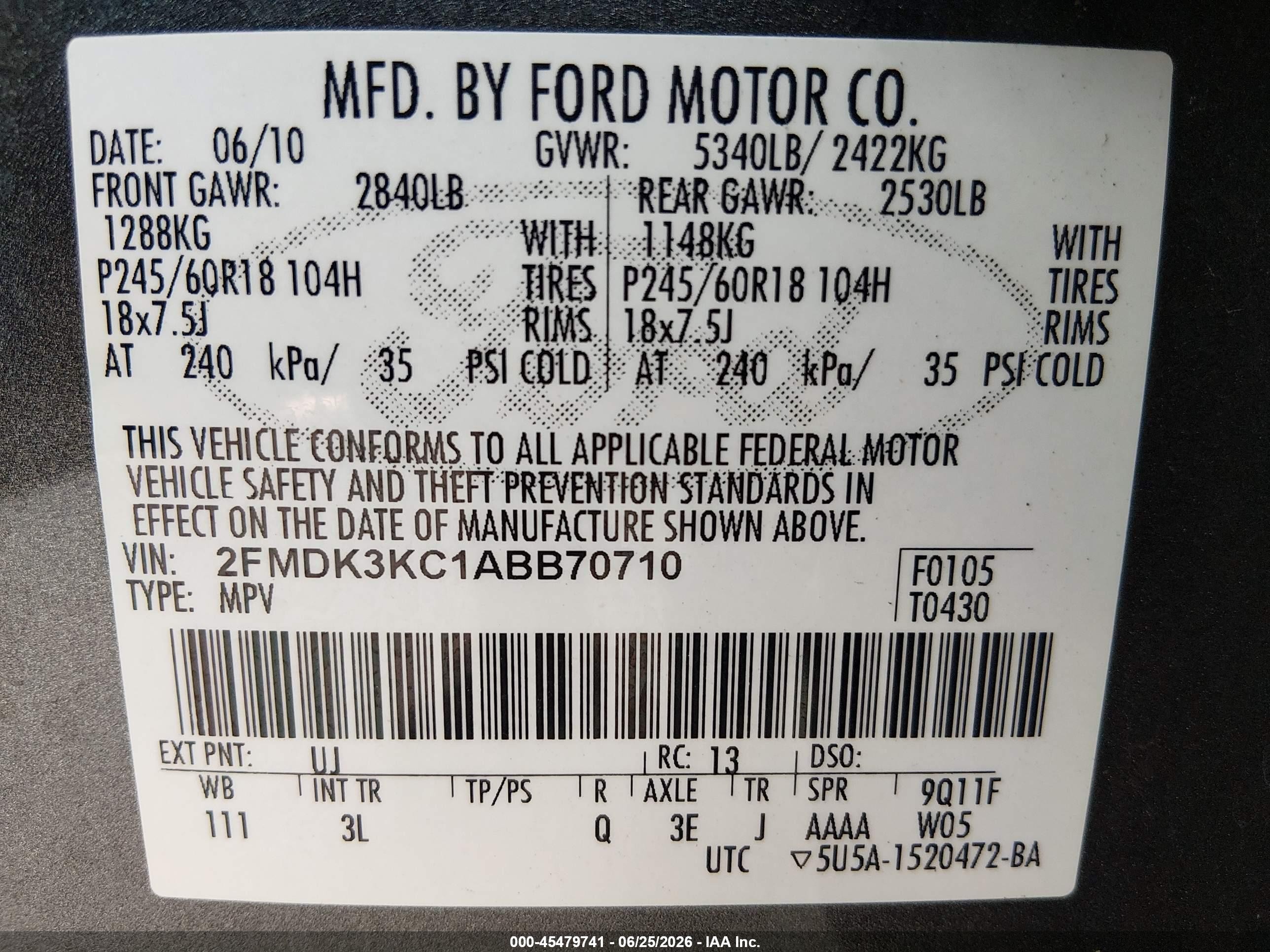 2010 Ford Edge Limited Серый vin: 2FMDK3KC1ABB70710