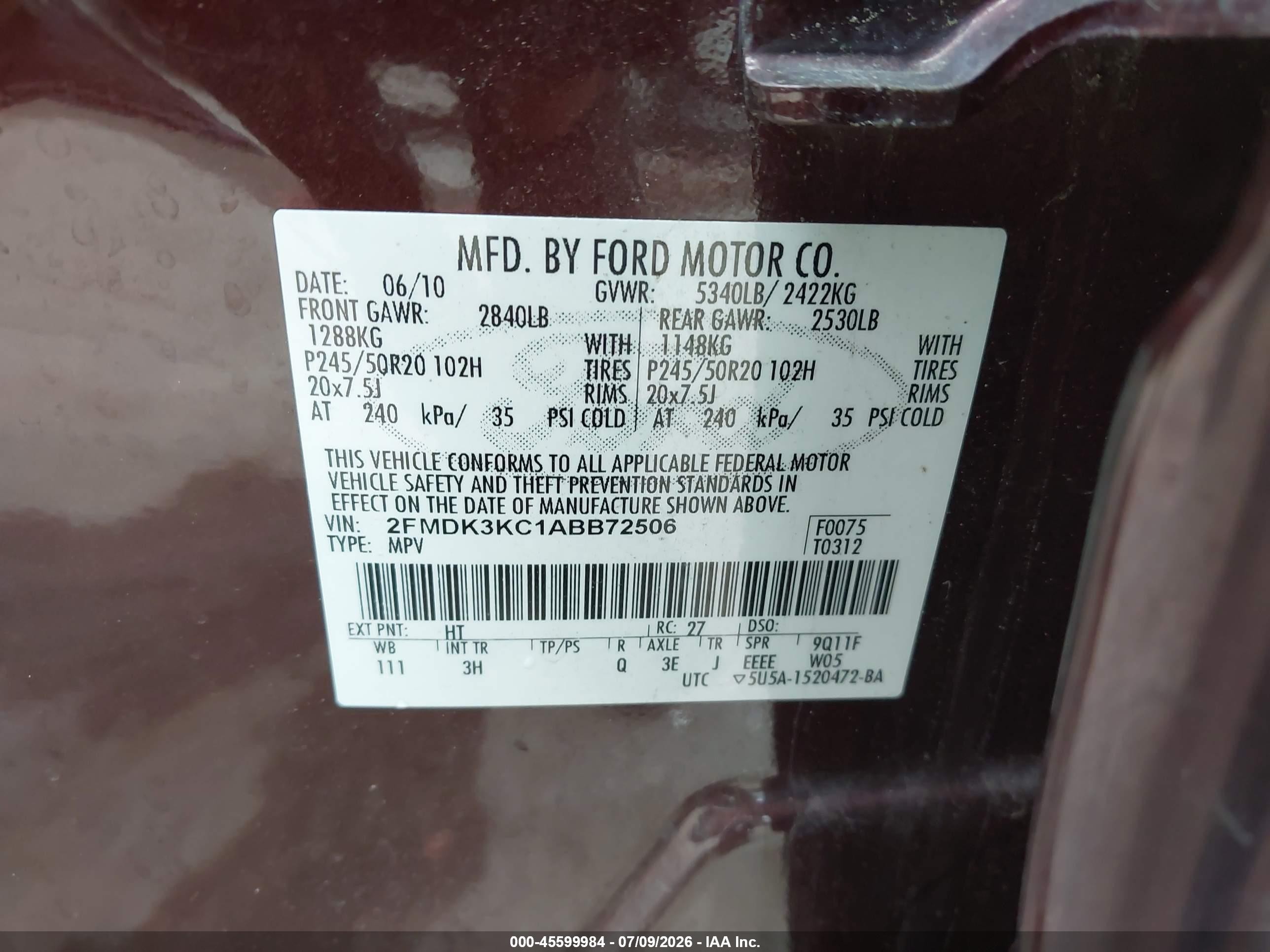 2010 Ford Edge Limited Brown vin: 2FMDK3KC1ABB72506