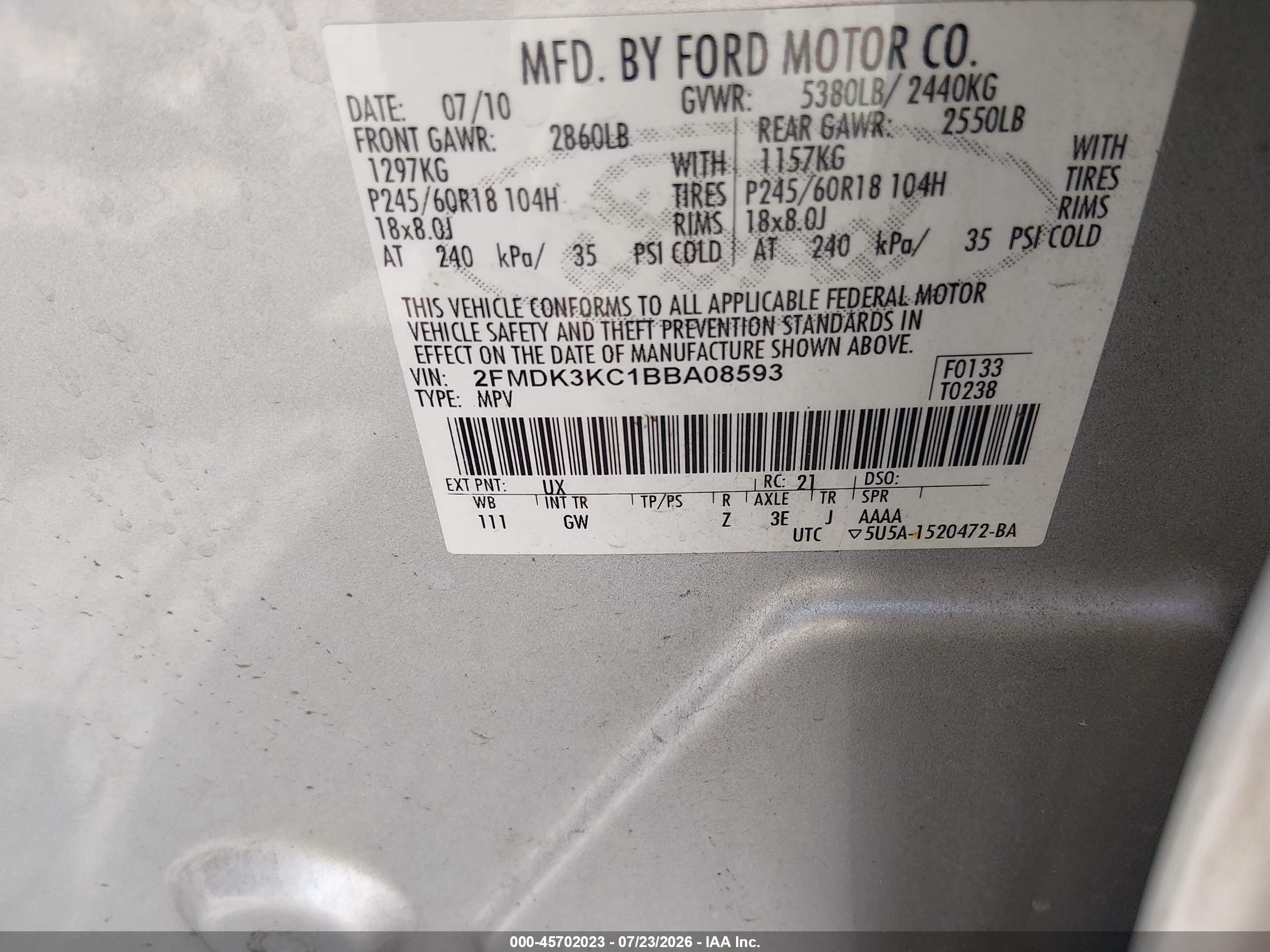 2011 Ford Edge Limited Silver vin: 2FMDK3KC1BBA08593