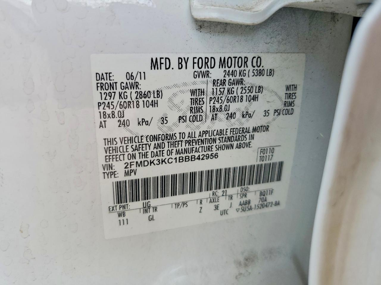 2011 Ford Edge Limited White vin: 2FMDK3KC1BBB42956