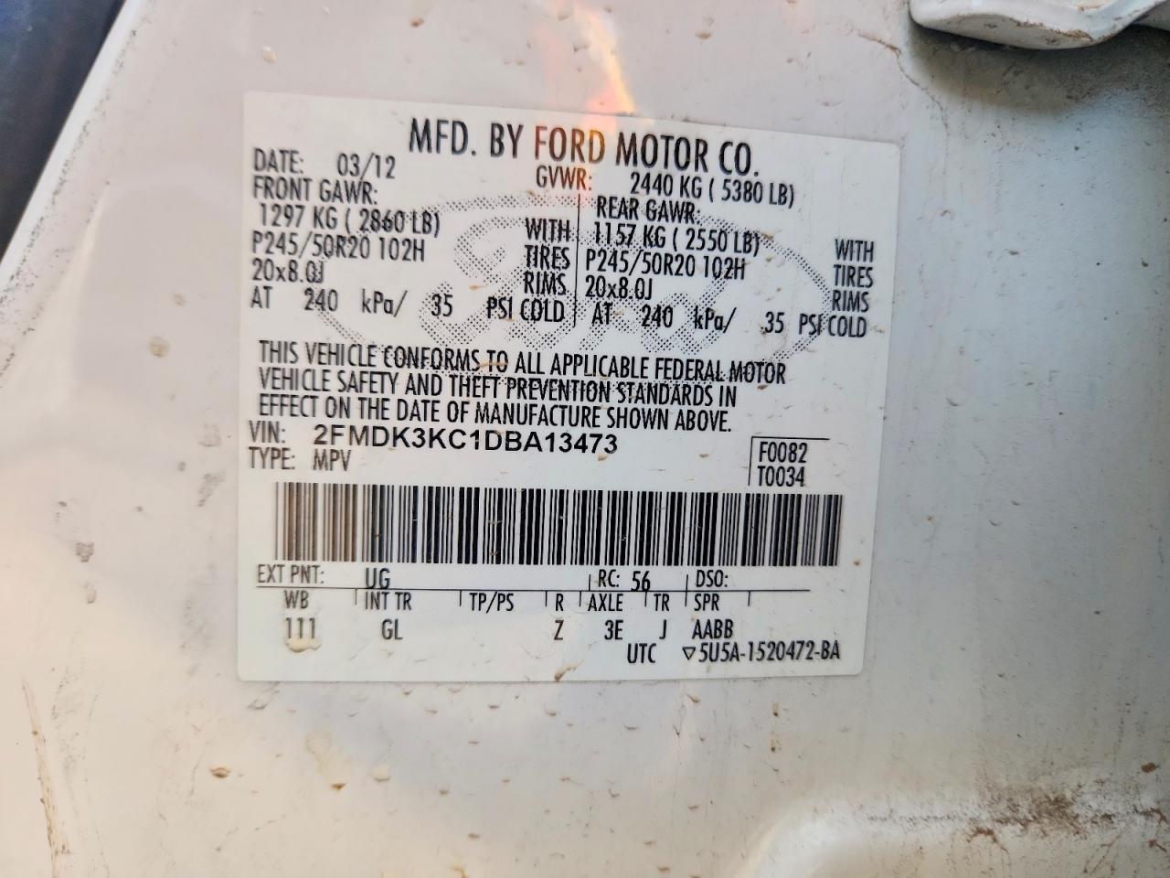 2013 Ford Edge Limited White vin: 2FMDK3KC1DBA13473