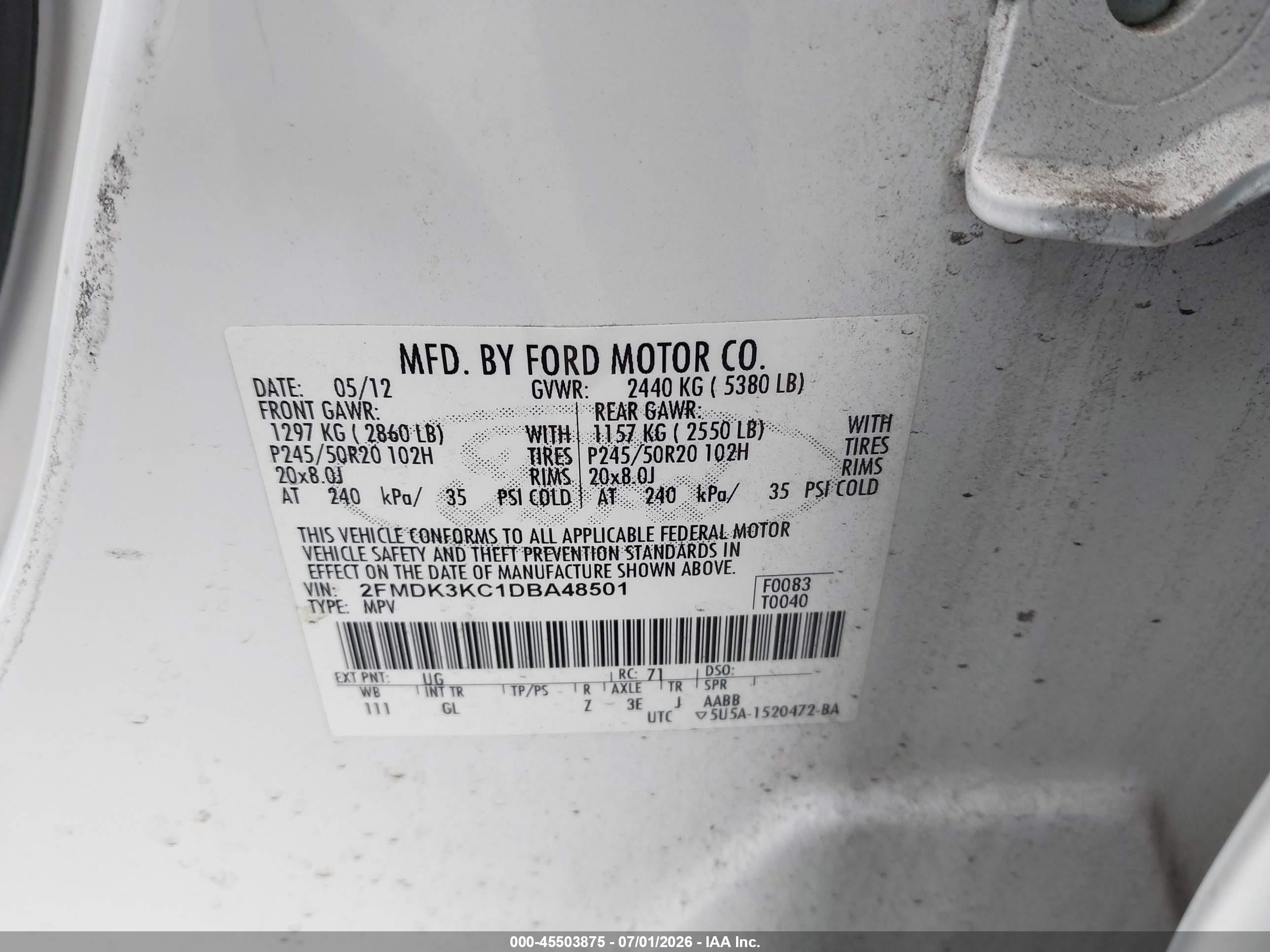 2013 Ford Edge Limited White vin: 2FMDK3KC1DBA48501