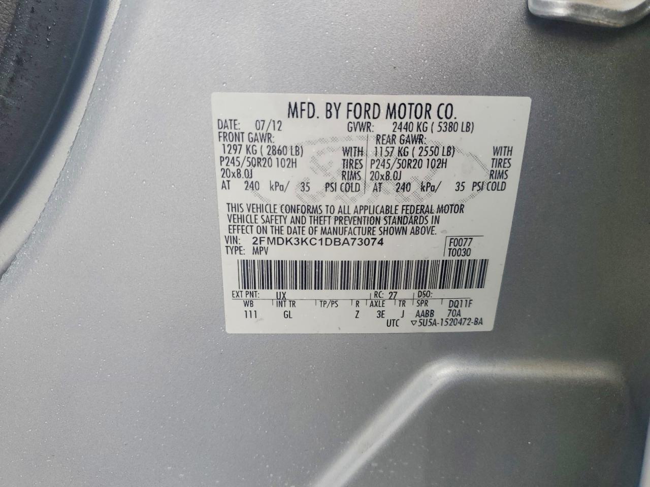 2013 Ford Edge Limited Silver vin: 2FMDK3KC1DBA73074