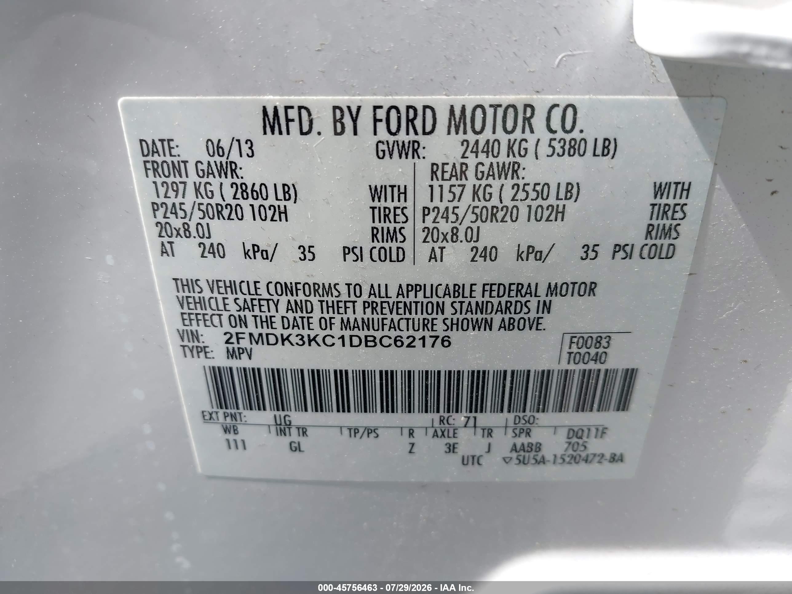 2013 Ford Edge Limited White vin: 2FMDK3KC1DBC62176