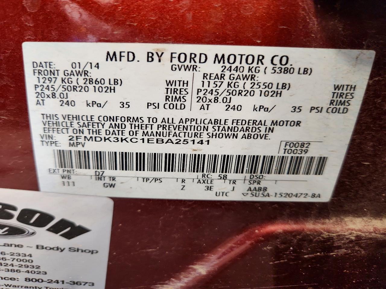 2014 Ford Edge Limited Red vin: 2FMDK3KC1EBA25141