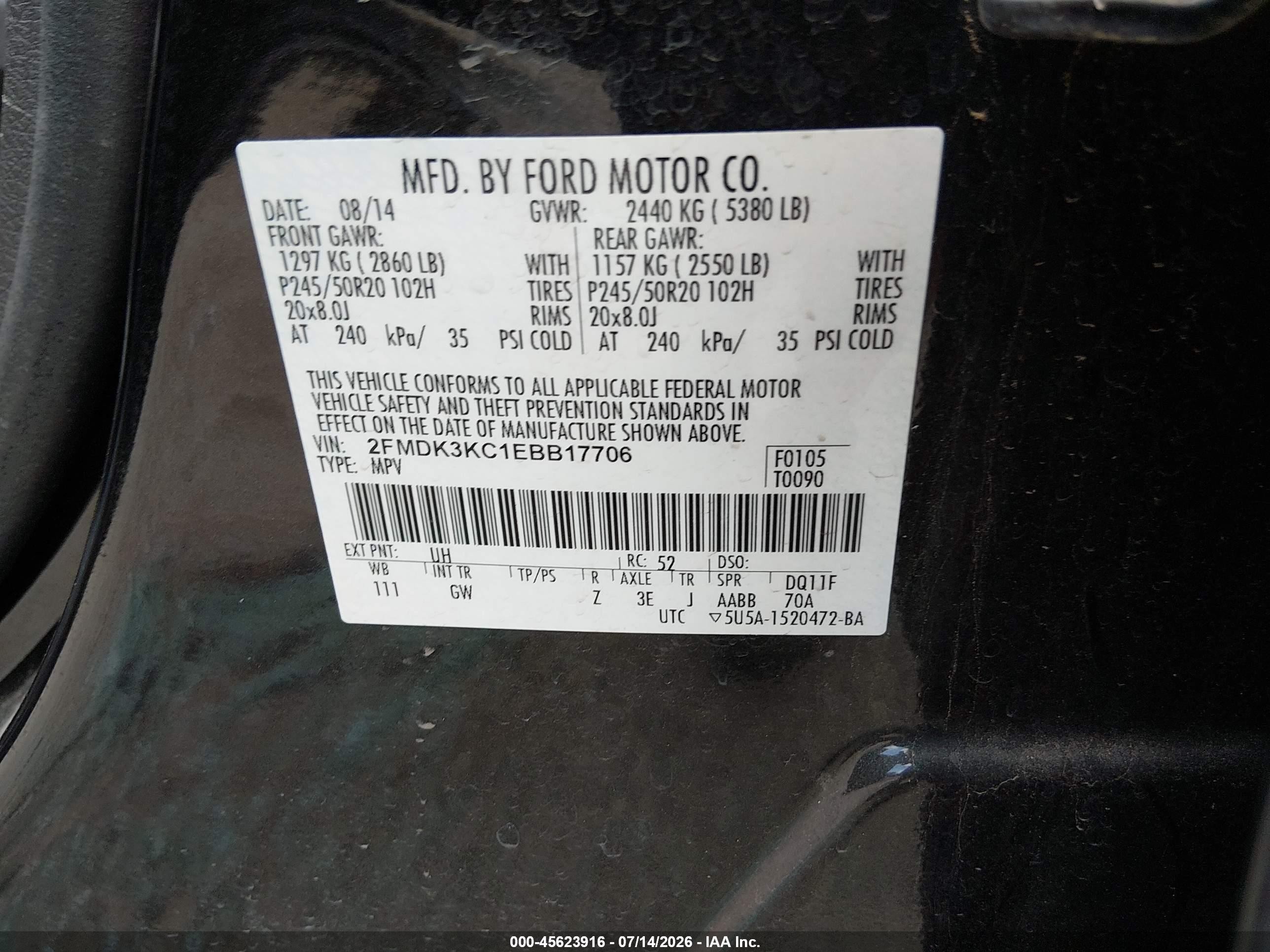 2014 Ford Edge Limited Black vin: 2FMDK3KC1EBB17706