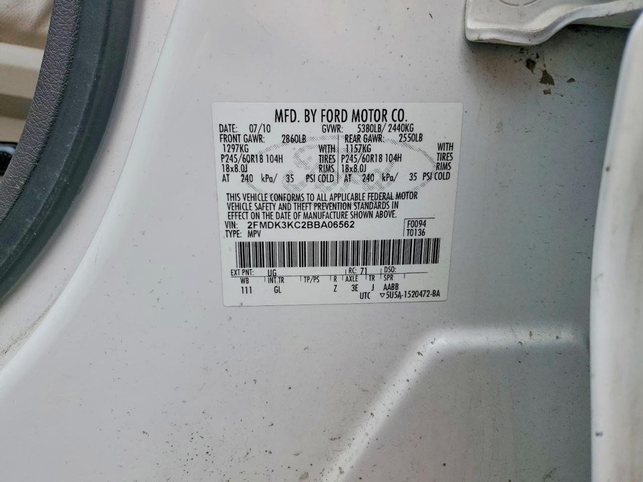 2011 Ford Edge Limited Cream vin: 2FMDK3KC2BBA06562