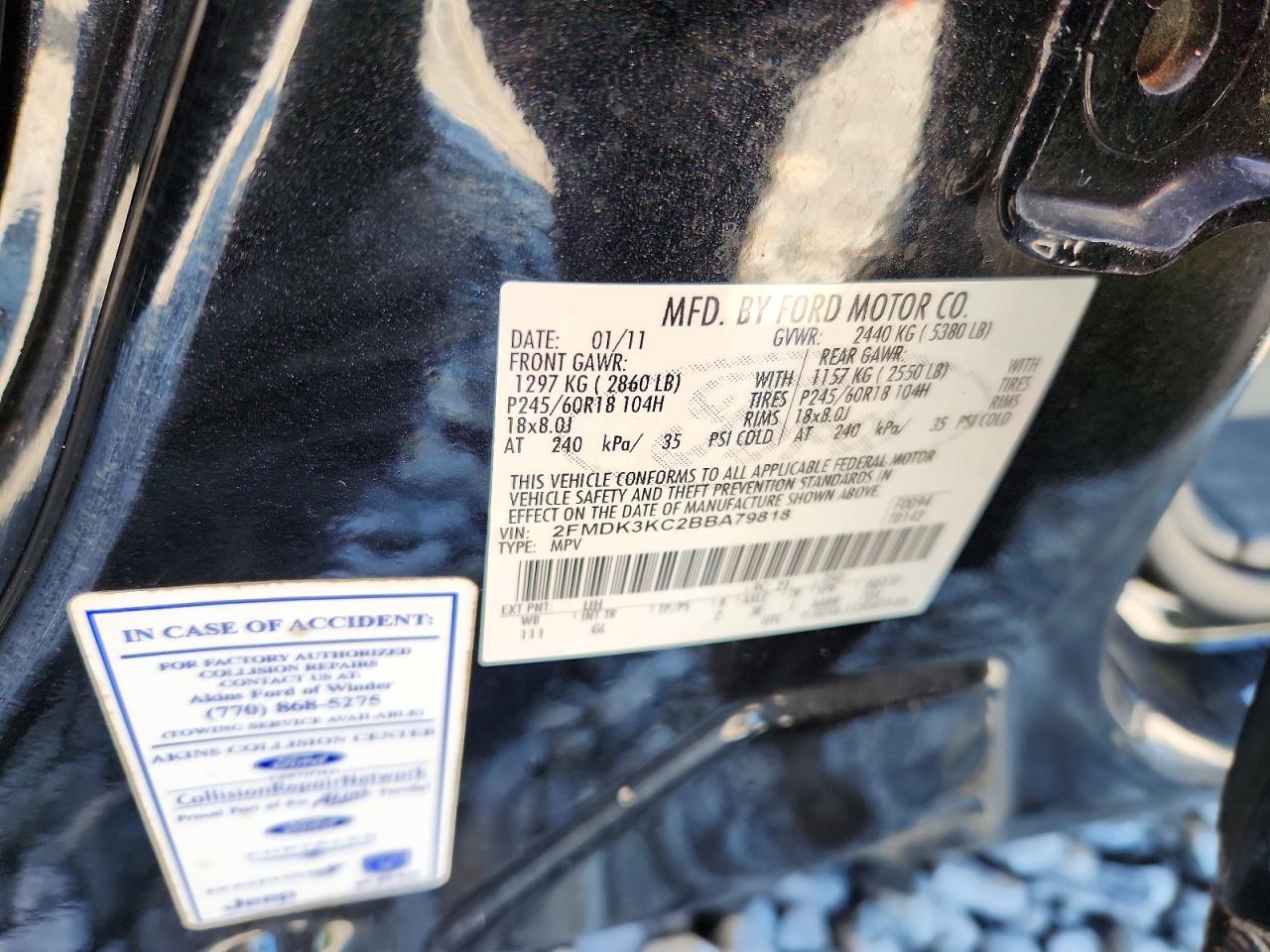 2011 Ford Edge Limited Черный vin: 2FMDK3KC2BBA79818