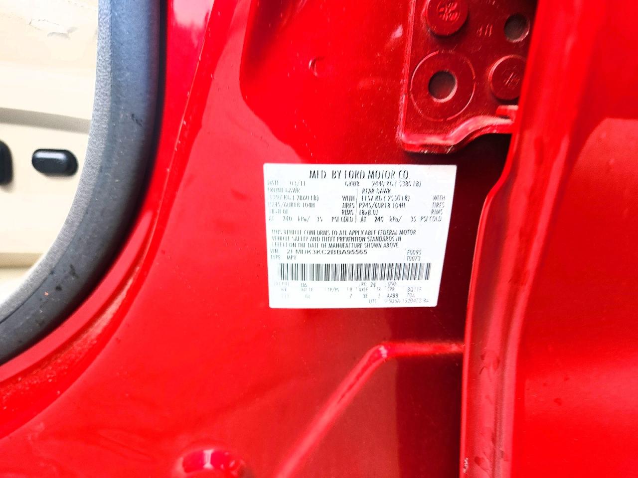 2011 Ford Edge Limited Red vin: 2FMDK3KC2BBA95565