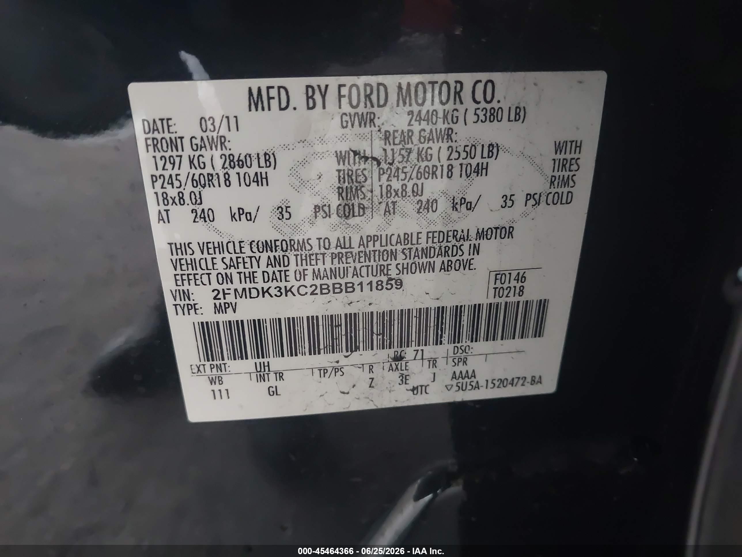 2011 Ford Edge Limited Black vin: 2FMDK3KC2BBB11859