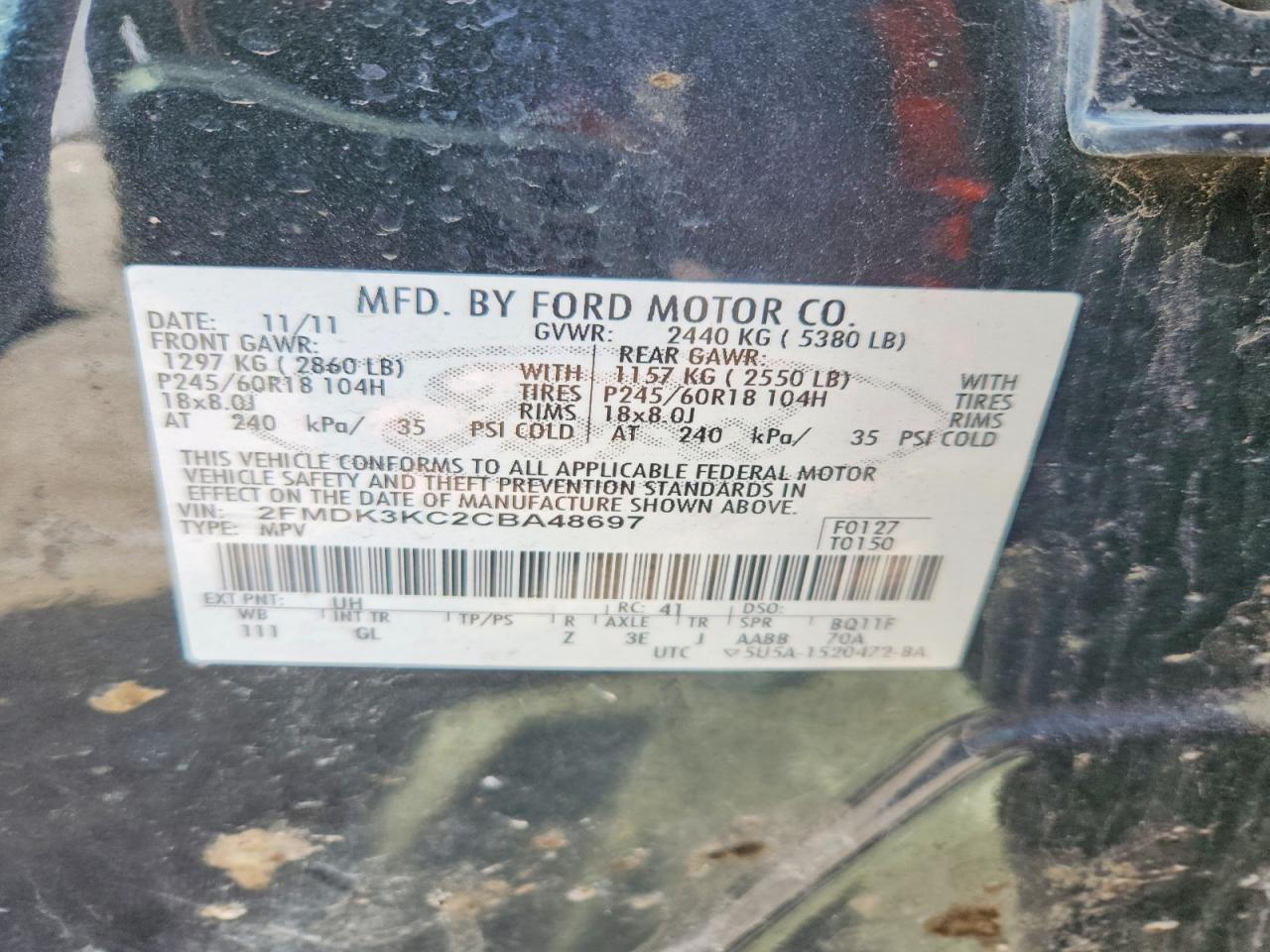 2012 Ford Edge Limited Black vin: 2FMDK3KC2CBA48697