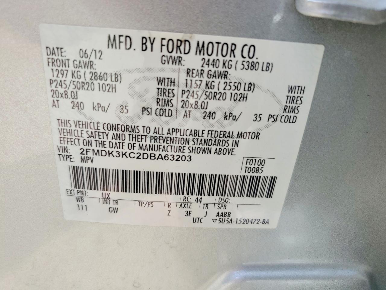 2013 Ford Edge Limited Silver vin: 2FMDK3KC2DBA63203