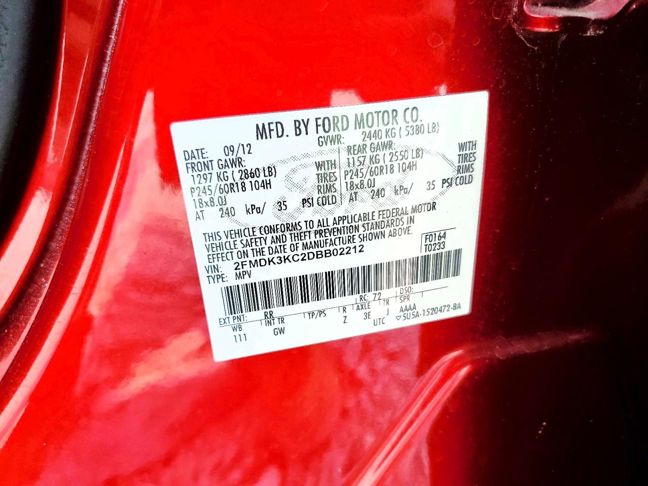 2013 Ford Edge Limited Burgundy vin: 2FMDK3KC2DBB02212
