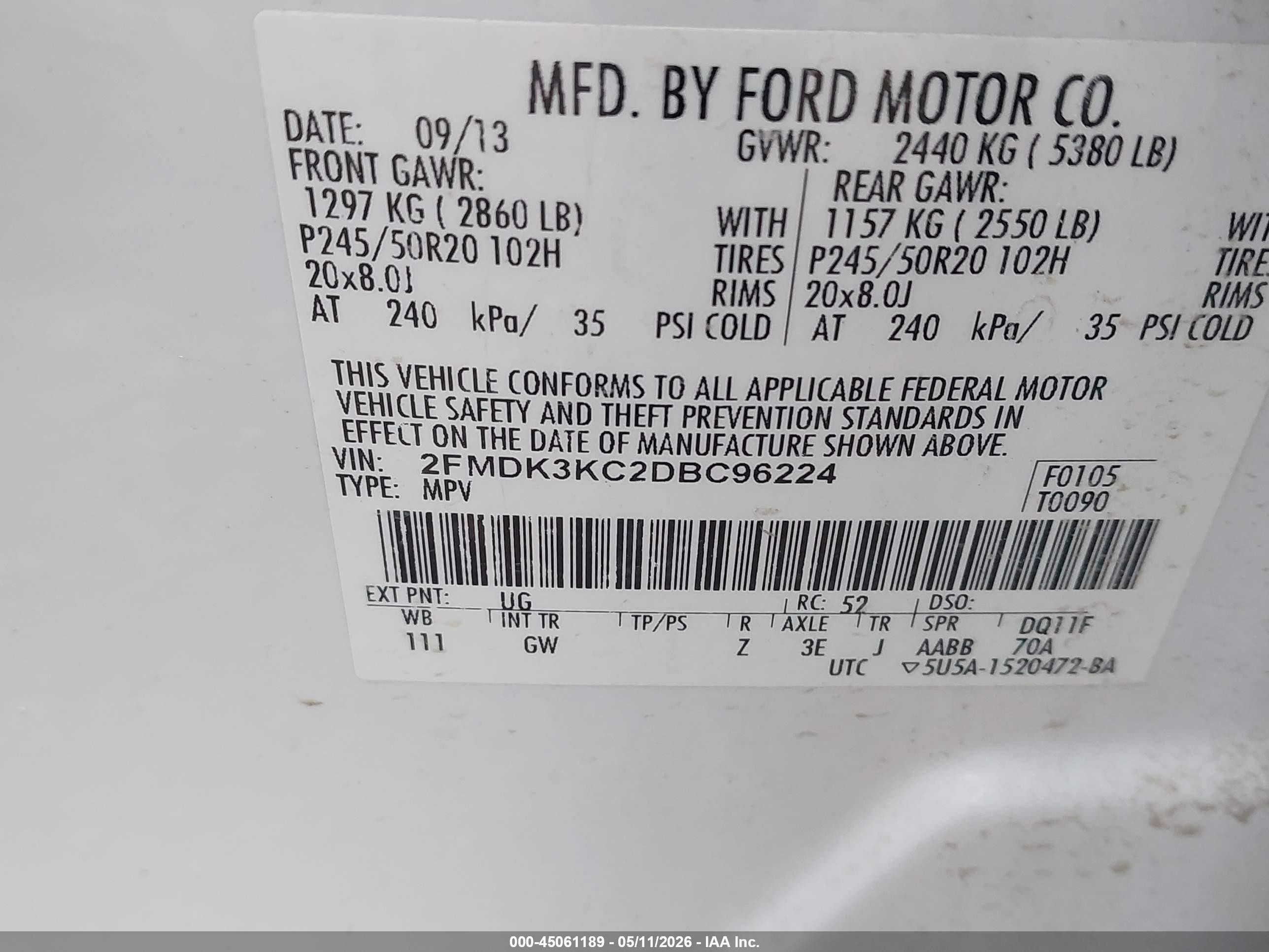 2013 Ford Edge Limited White vin: 2FMDK3KC2DBC96224
