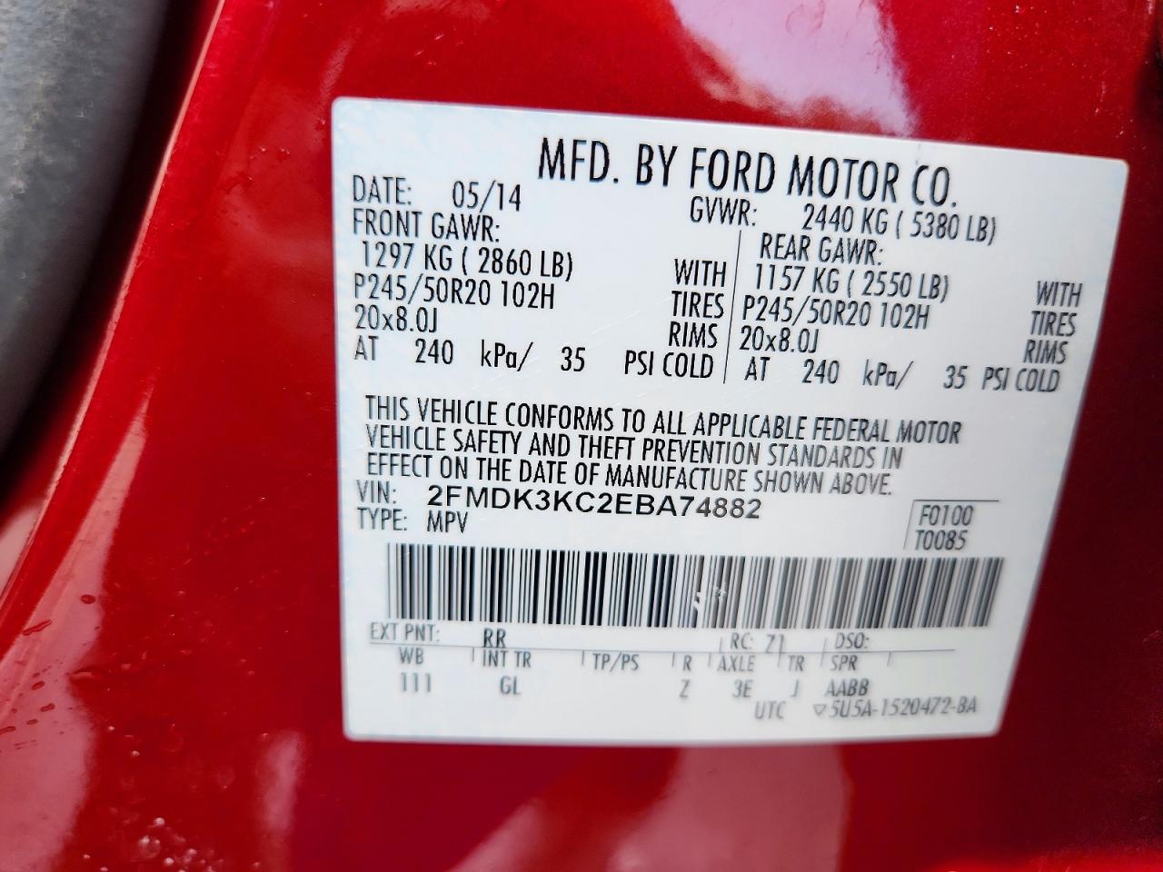 2014 Ford Edge Limited Red vin: 2FMDK3KC2EBA74882