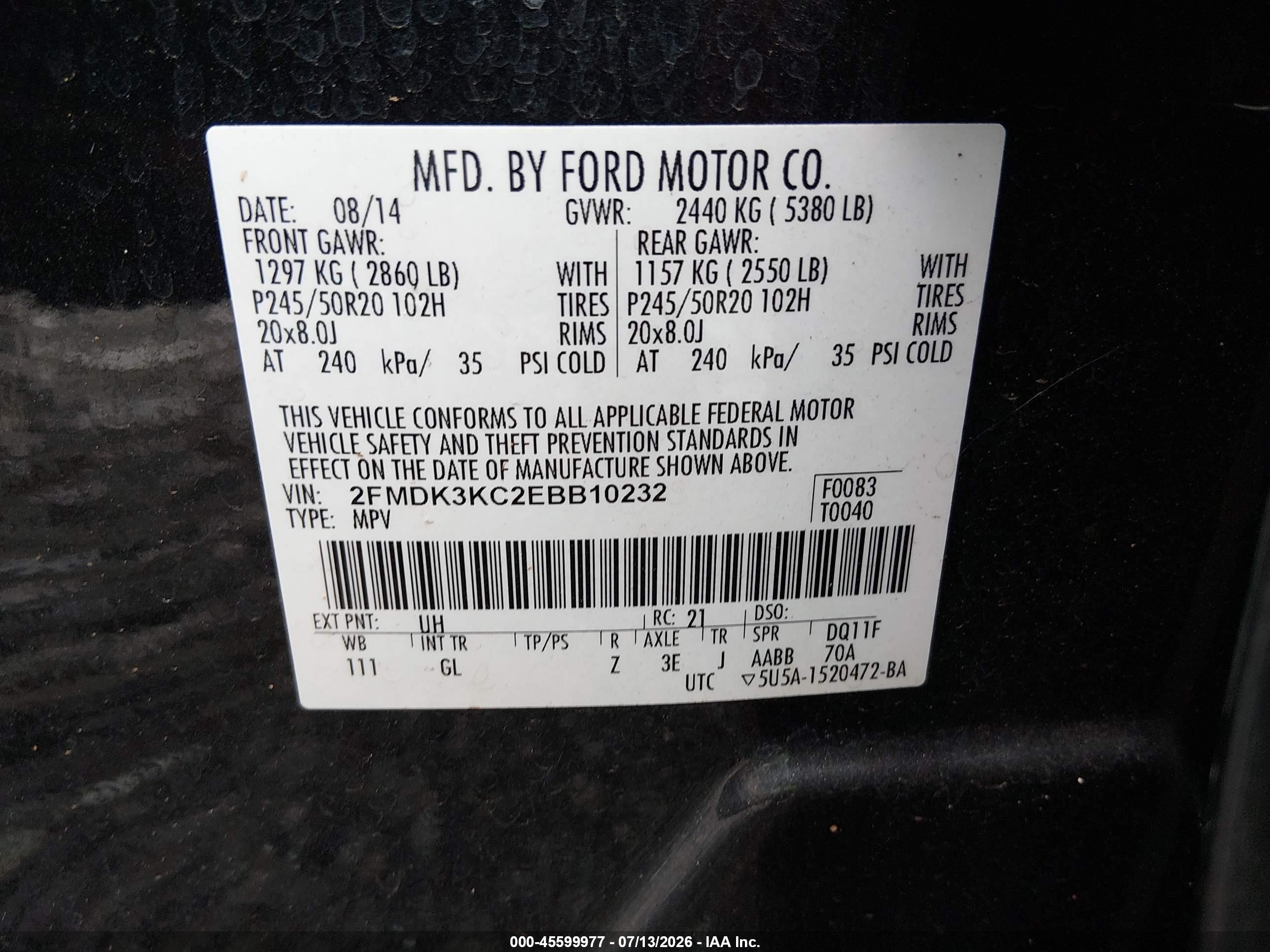 2014 Ford Edge Limited Black vin: 2FMDK3KC2EBB10232