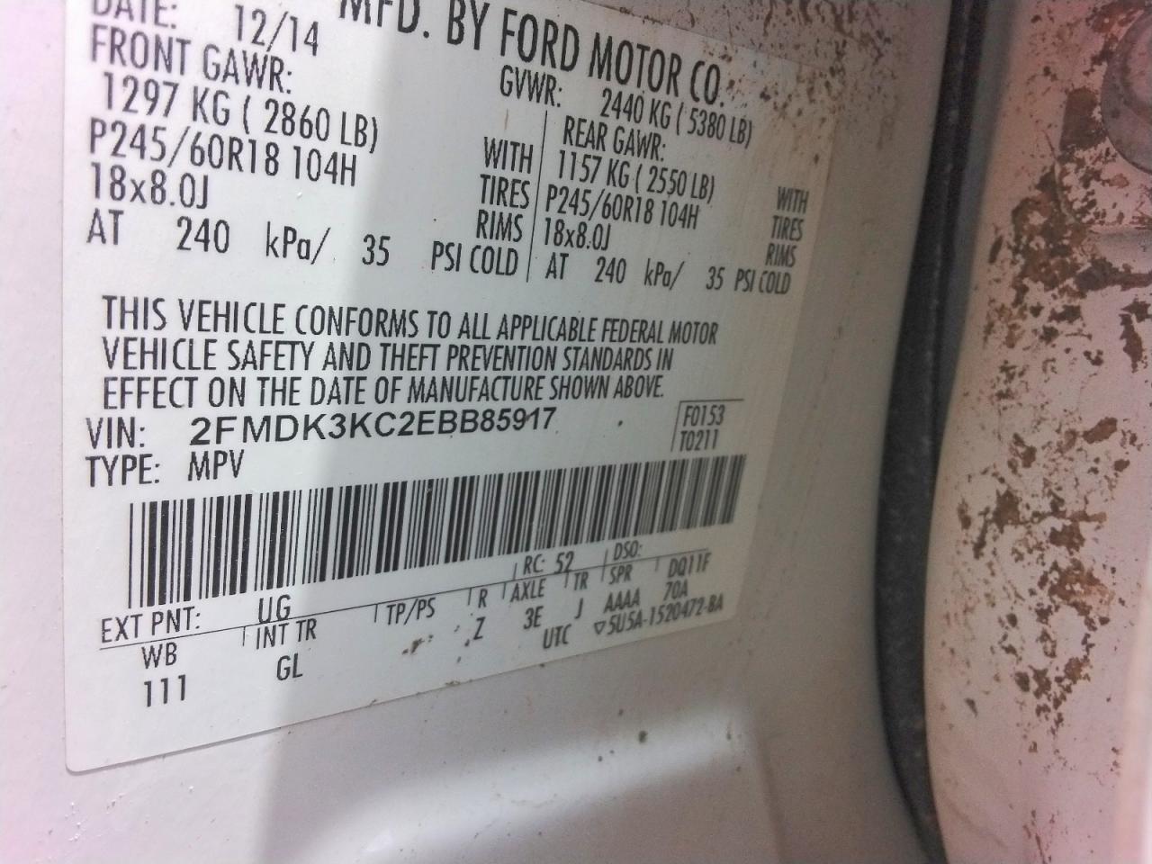 2014 Ford Edge Limited White vin: 2FMDK3KC2EBB85917