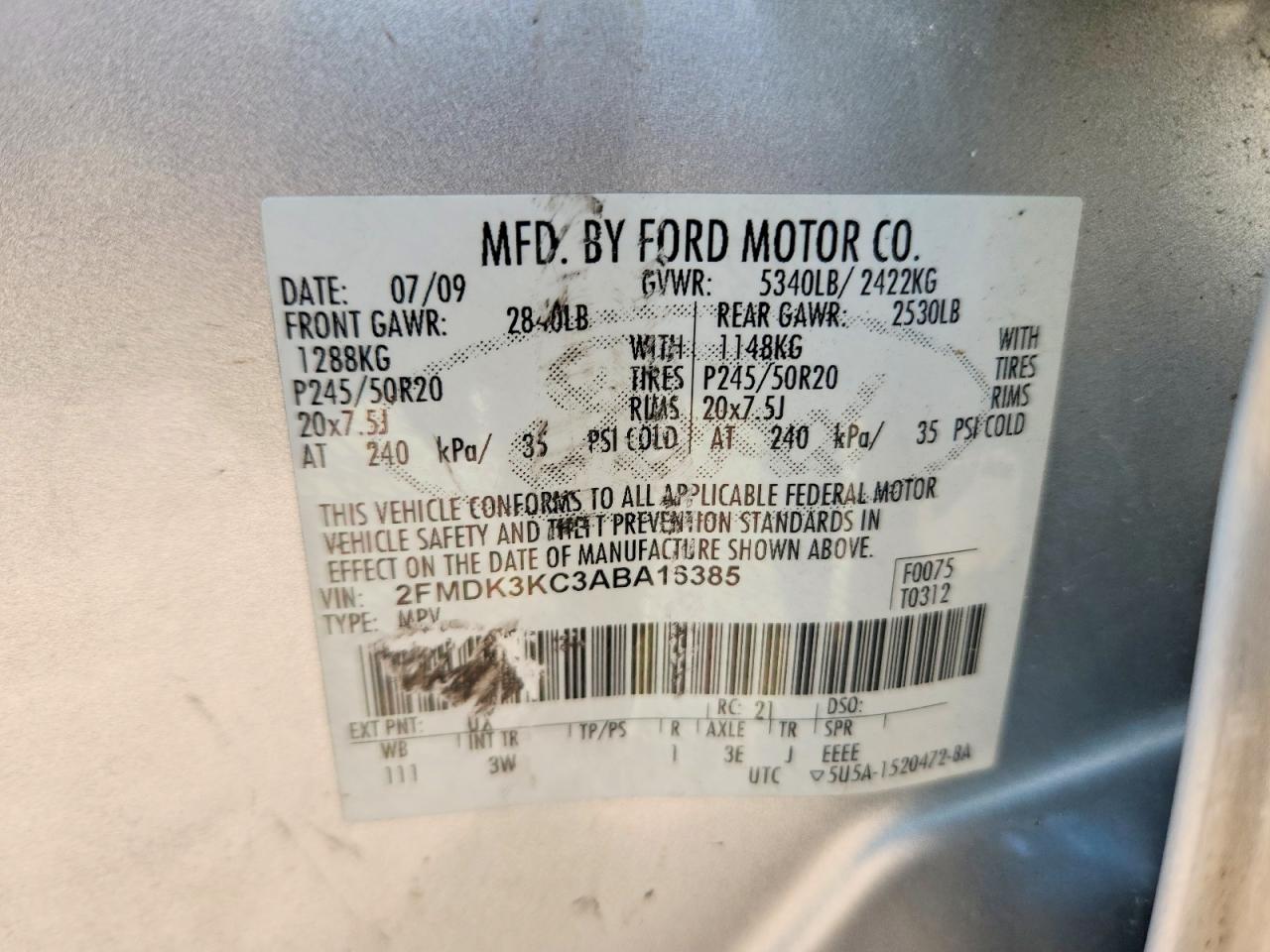 2010 Ford Edge Limited Silver vin: 2FMDK3KC3ABA16385