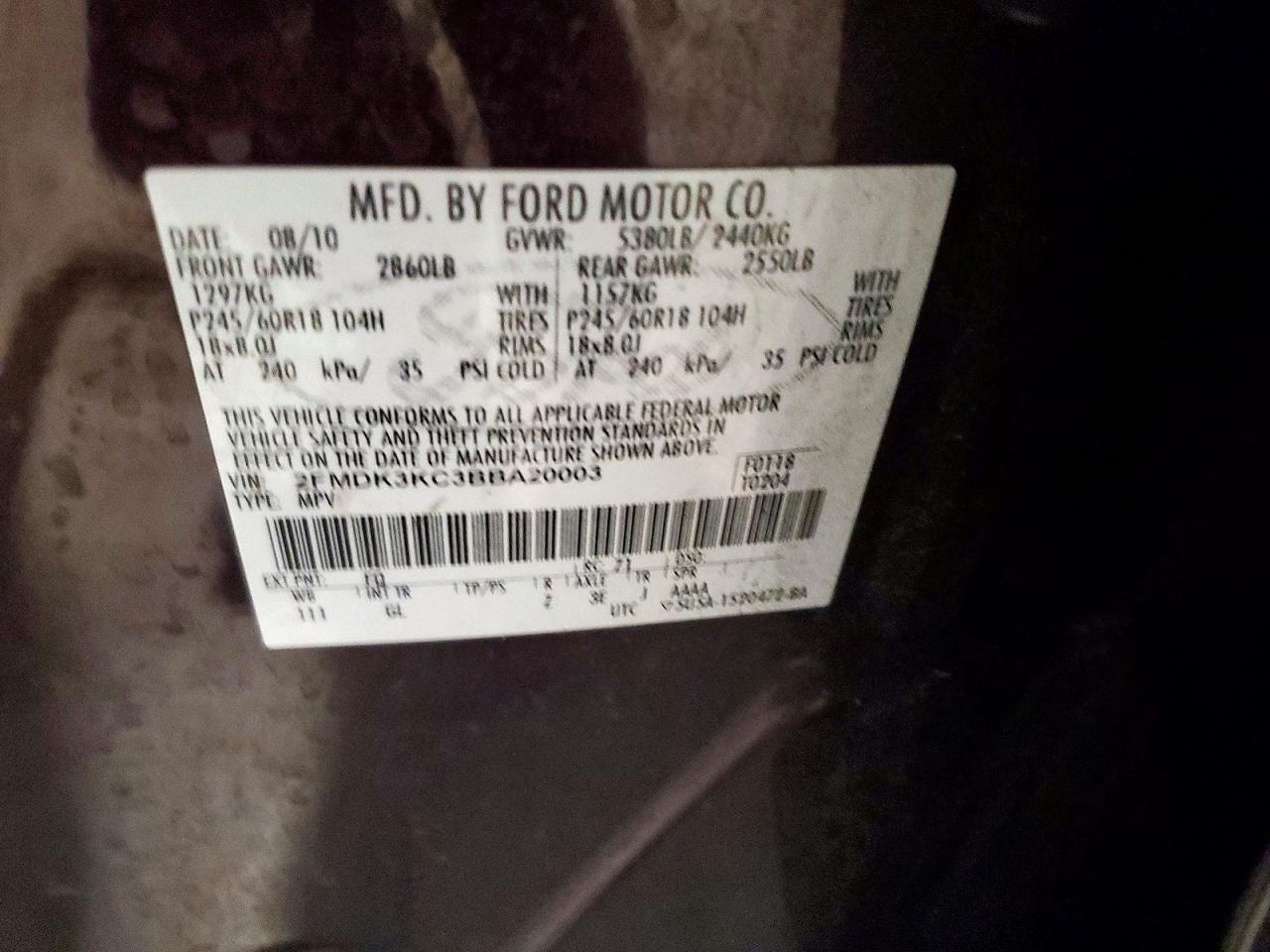 2011 Ford Edge Limited Бордовый vin: 2FMDK3KC3BBA20003