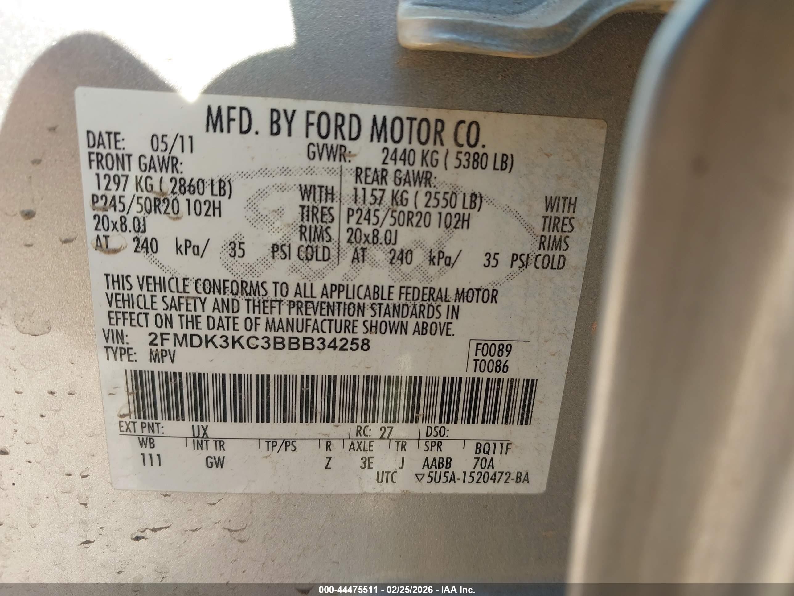 2011 Ford Edge Limited Silver vin: 2FMDK3KC3BBB34258