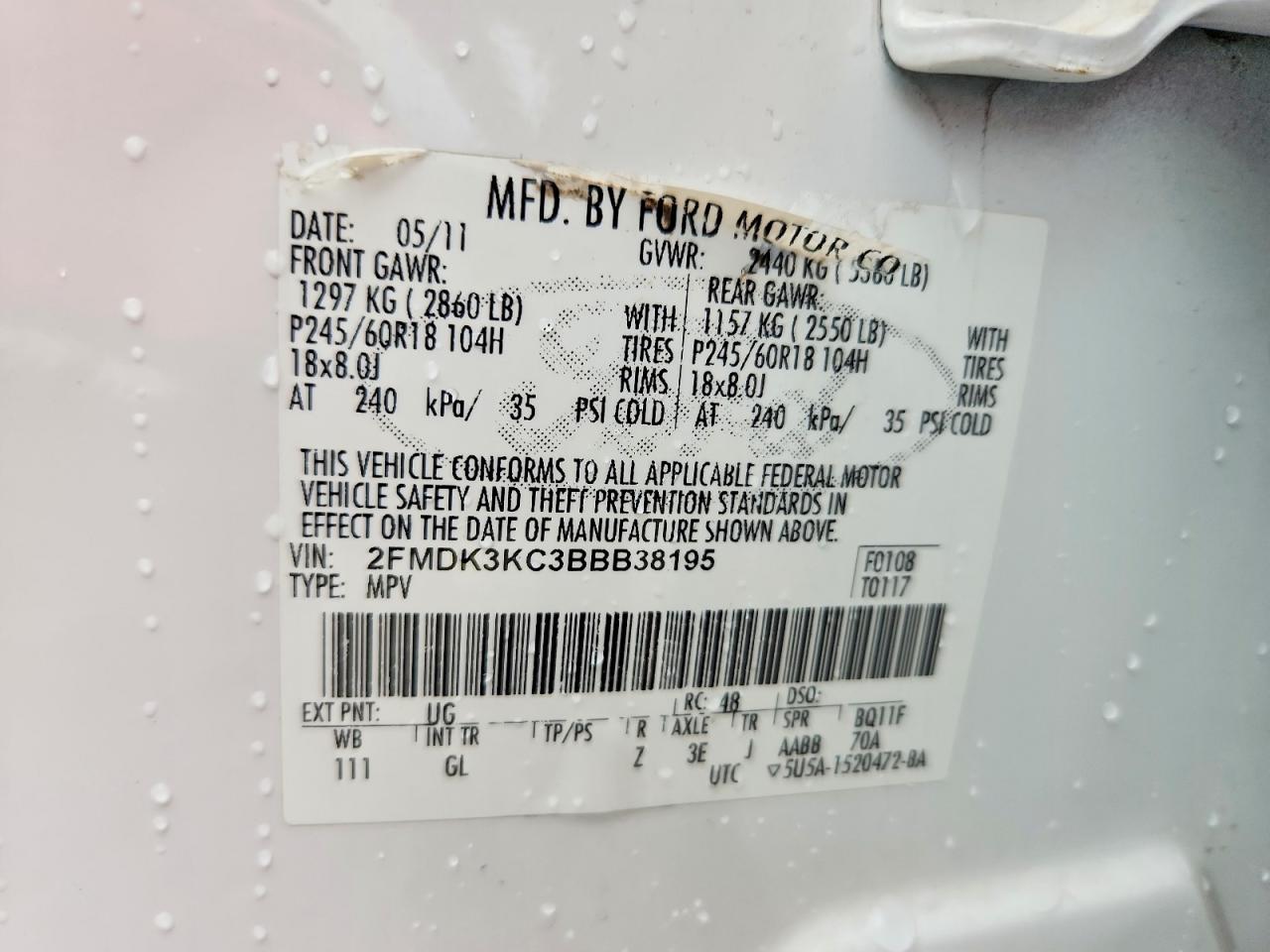 2011 Ford Edge Limited White vin: 2FMDK3KC3BBB38195