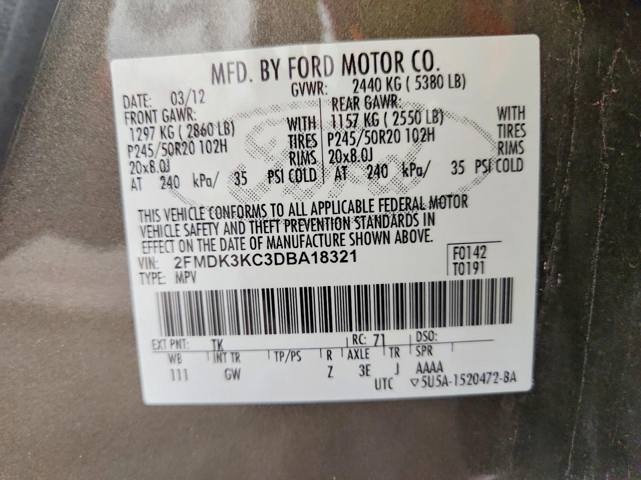 2013 Ford Edge Limited Gray vin: 2FMDK3KC3DBA18321